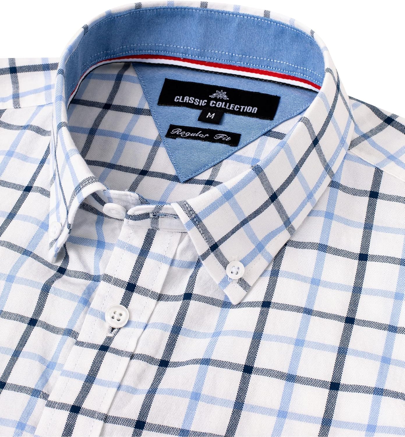 Alimens & Gentle Men's Plaid Button Down Shirts Cotton Long Sleeve Dress Shirts Regular Fit Gingham Shirts - Image 4