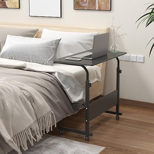 Miniatura 2 de sogesfurniture Mesa auxiliar móvil de 31.5 pulgadas, ruedas para tablet, escritorio para computadora portátil, portátil, soporte ajustable para