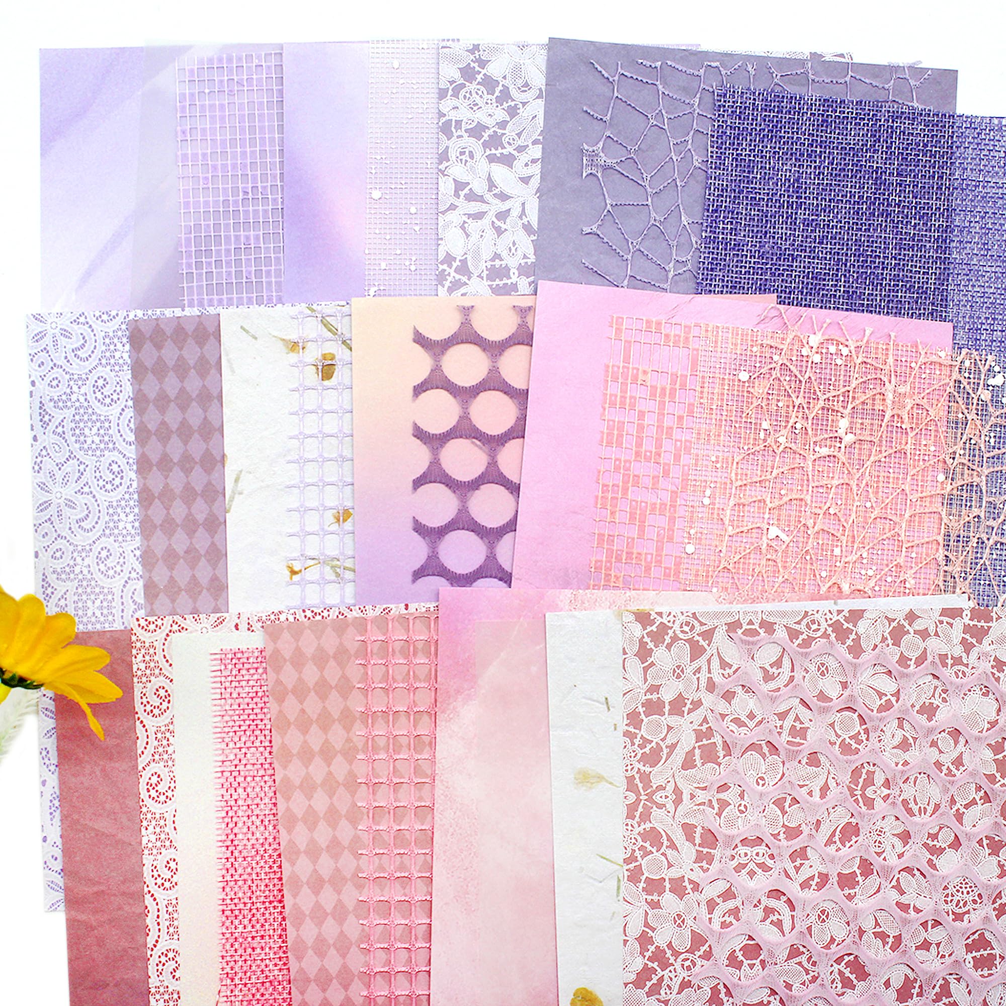 Anvin 30 Pcs Textured Paper - 5x7 Inch Craft Paper for Scrapbooking, Art Journaling, Card Making, DIY (Pink, Purple)