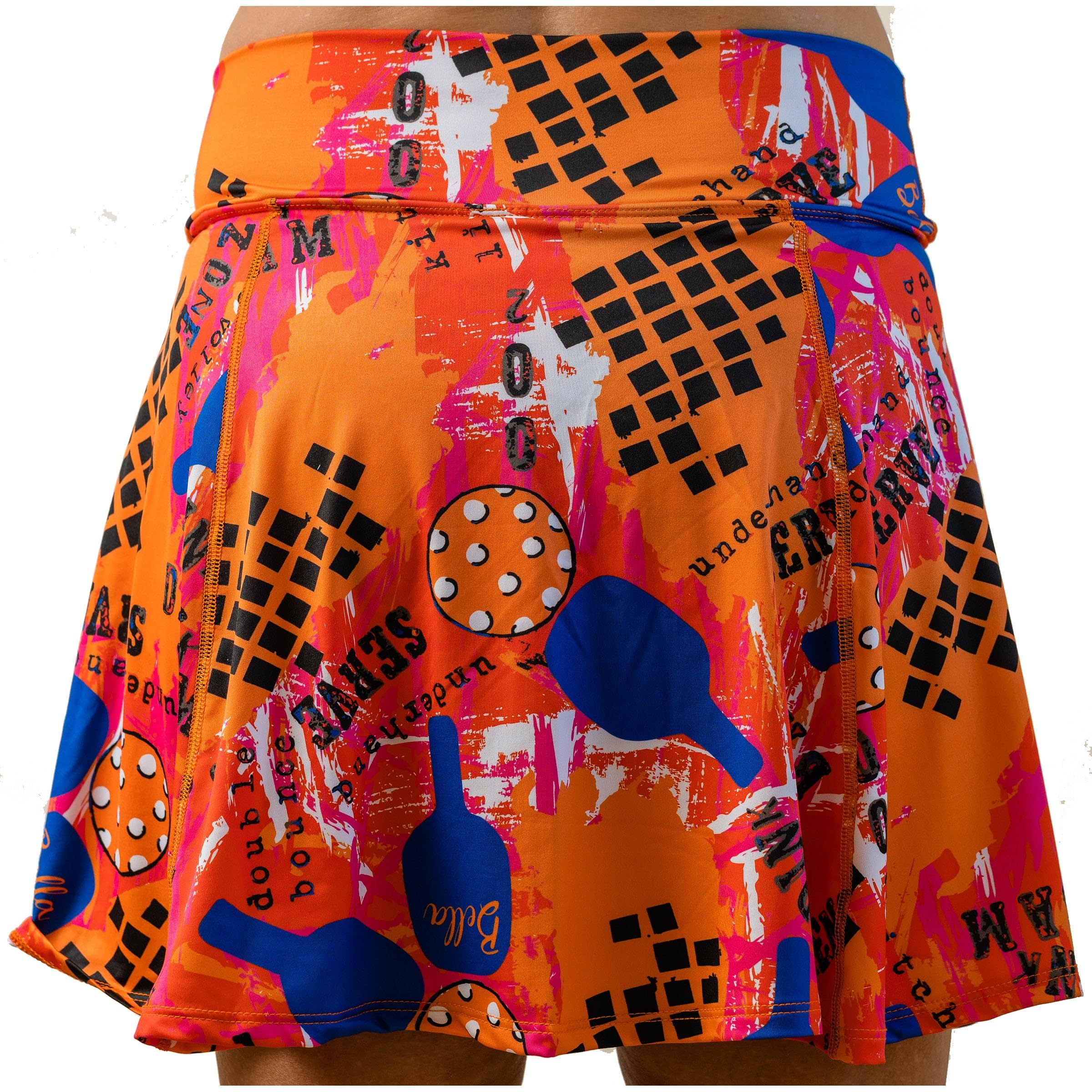 Pickleball Skirt, Pickleball Women's Skirt with Attached Shorts Graffiti 3 A-Line Skirt Orange