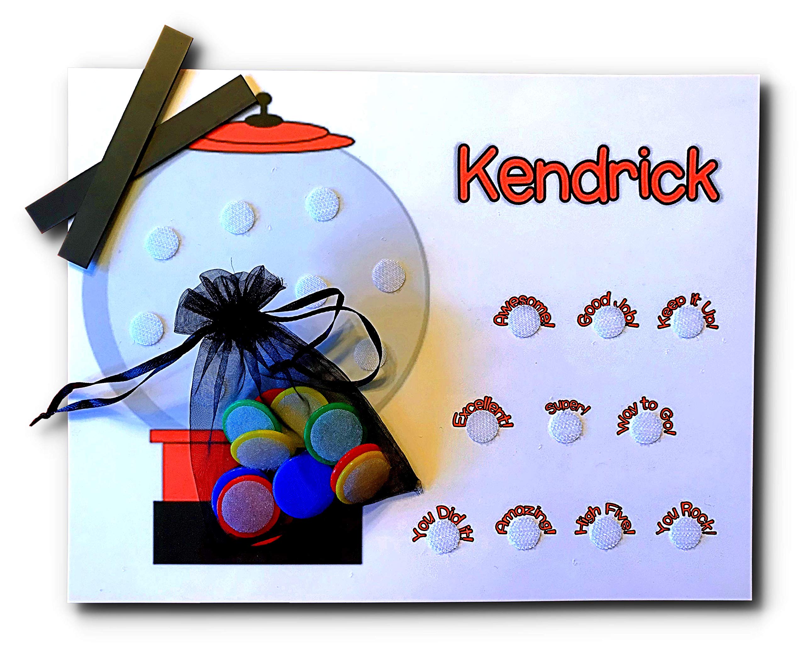 Kids Behavior Chart, Customized with Your Child's Name, Gumball Theme, 10 Movable Pieces, Reward Positive Attitudes