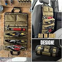 Vista 9 de Heavy-Duty Tool Roll Bag Organizer Aluminium Clasp Ultra Thick & Puncture Resistant Mechanic Roll tool Bag for Truck, Jeep & Car Large Capacity