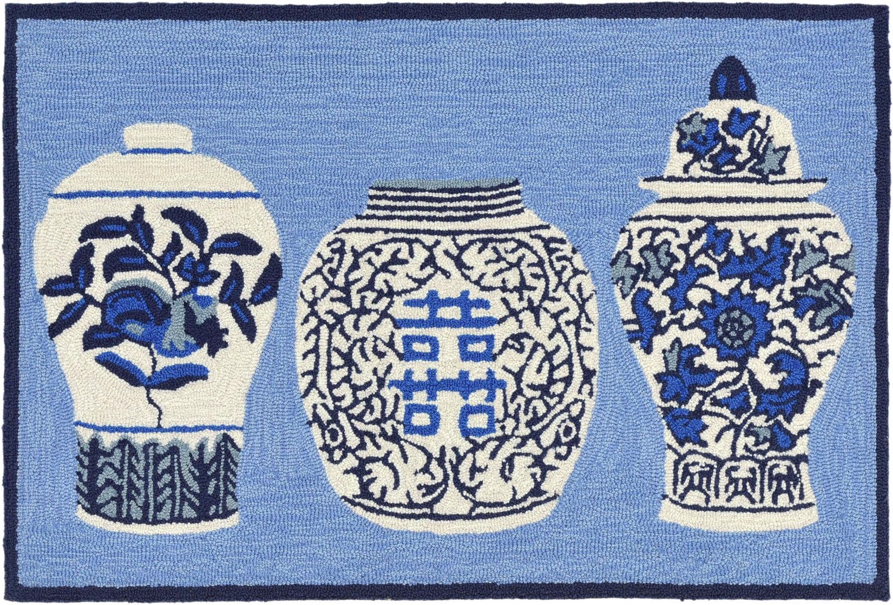 Area Rugs - Blue & White PORCELAINS Indoor Outdoor Rug - 20" x 30"