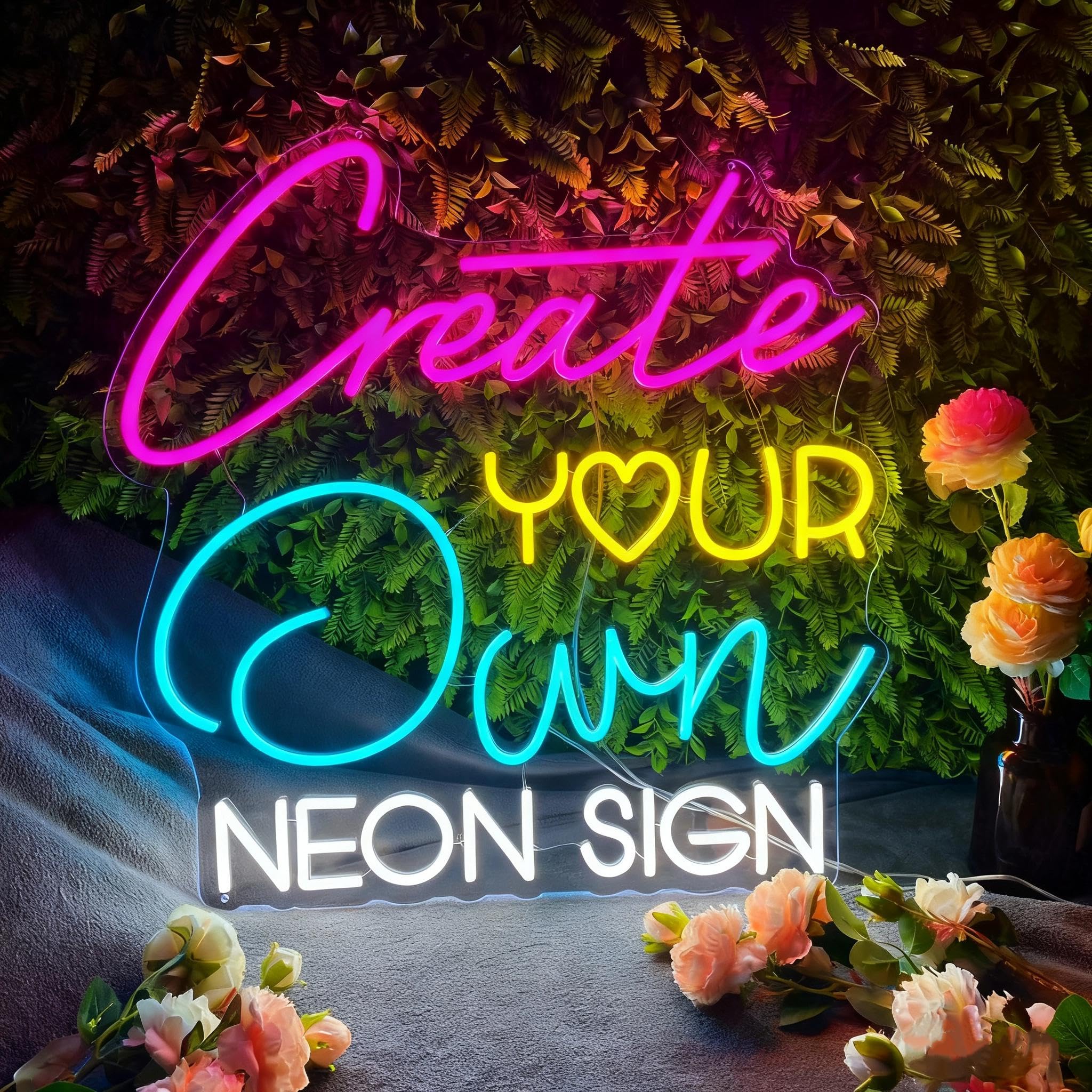 Custom Neon Signs for Wall Decor, CUSTOMNEON Personalized Neon Signs Customizable for Wedding Birthday Prom Party, Custom Neon Lights for Bedroom Bar