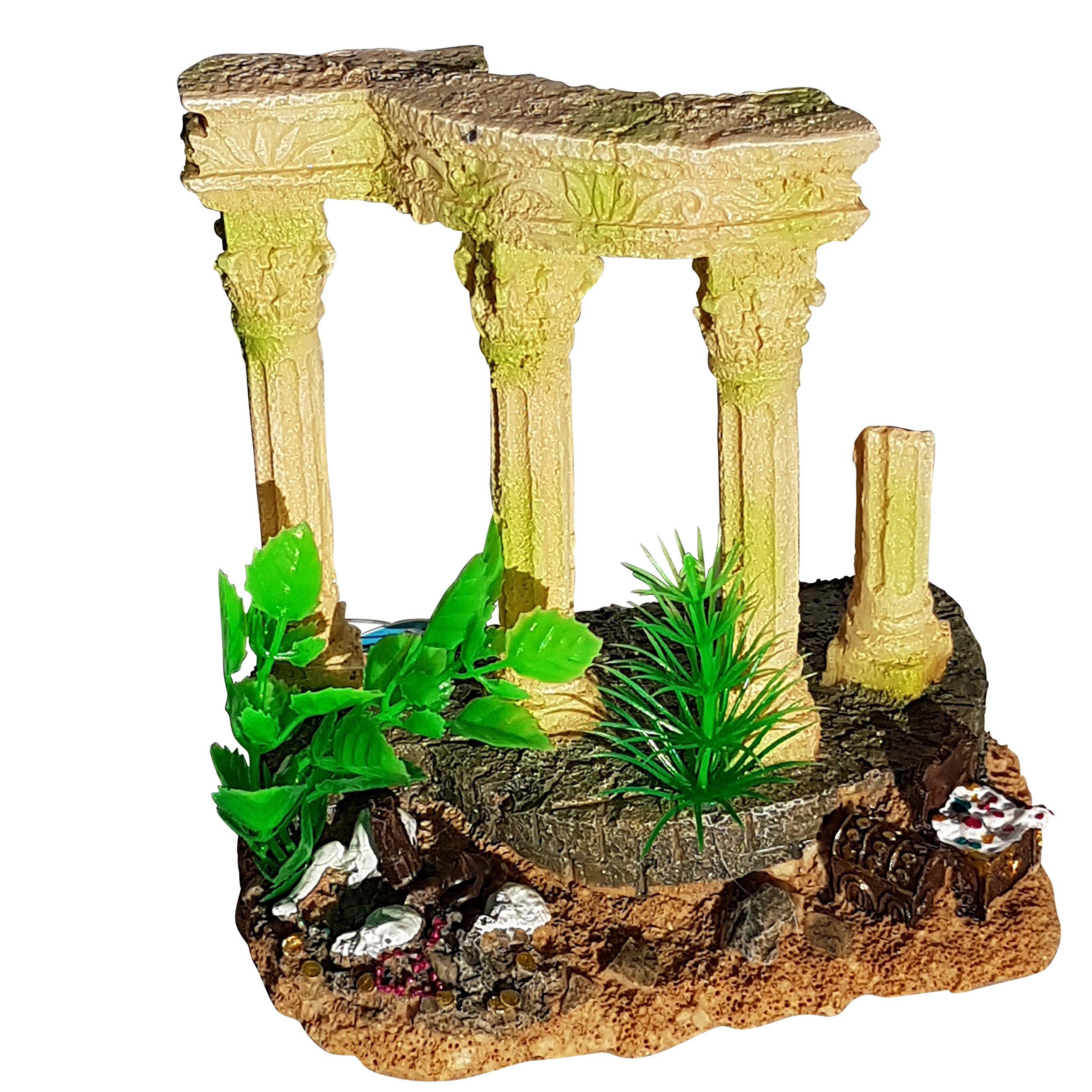 Large Roman Arch Ruins With added Plant Effect, Roman Columns Ruins Fish Tank Aquarium Decor, Roman Greek Columns Ruins Aquarium Fish Tank Ornament Decoration, Resin Sturdy Base