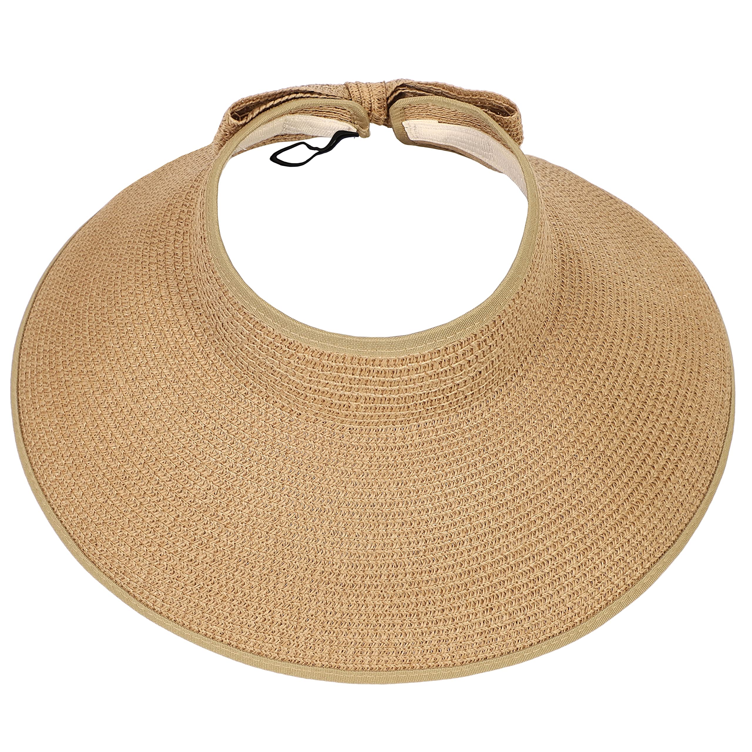 soul young Sombreros de paja para mujer, con agujero para cola de caballo, ala ancha, visera de verano, plegable, protección solar, plegable, para viajes, piscina