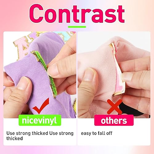 Miniatura 4 de NICEVINYL Parches de letras de felpilla autoadhesivas 26 piezas de parches de letras coloridas, parches de letras universitarias para decoración de