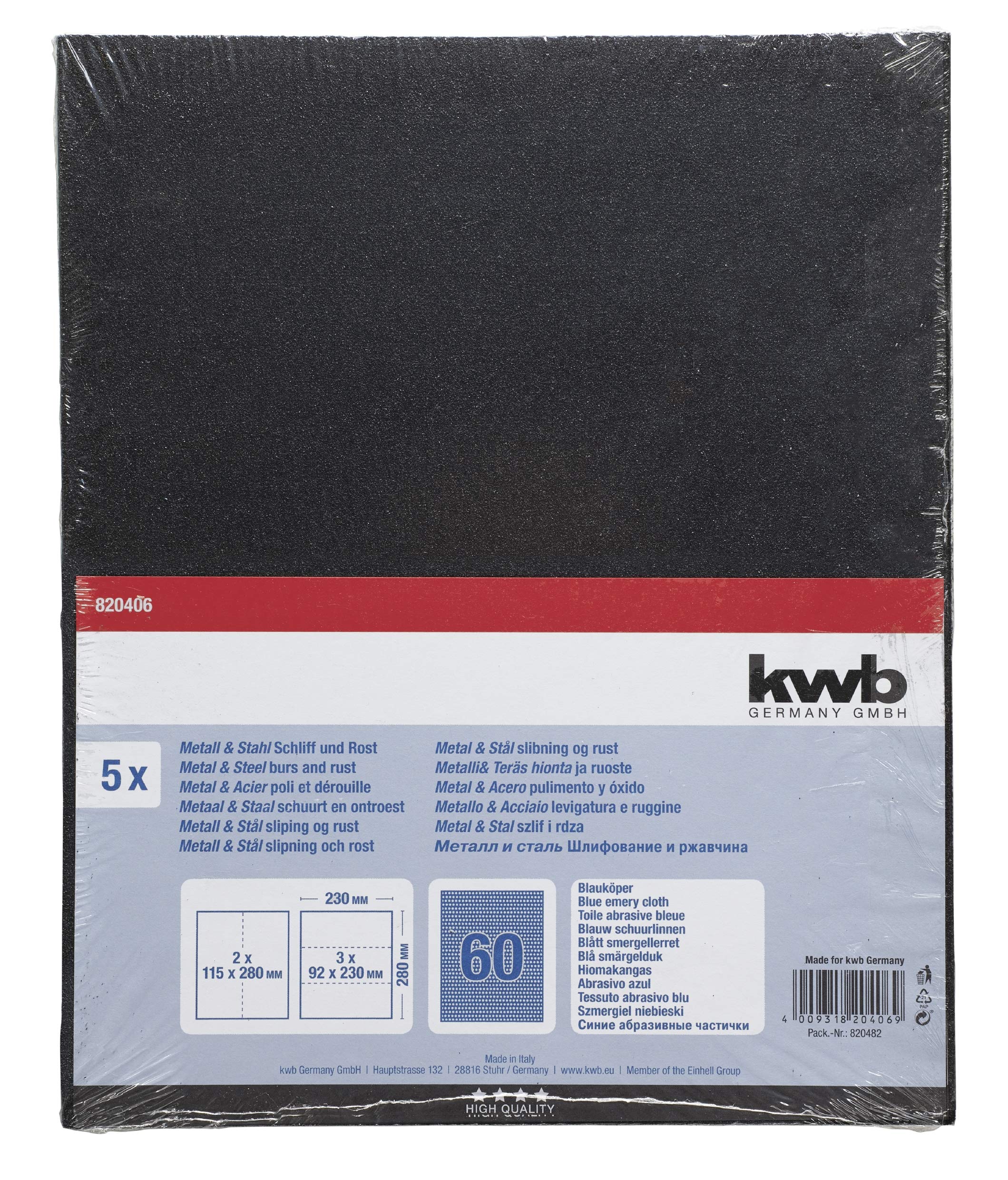 Kwb Feuille De Papier Abrasif émeri Bleu 230x280 Mm En Corindon De