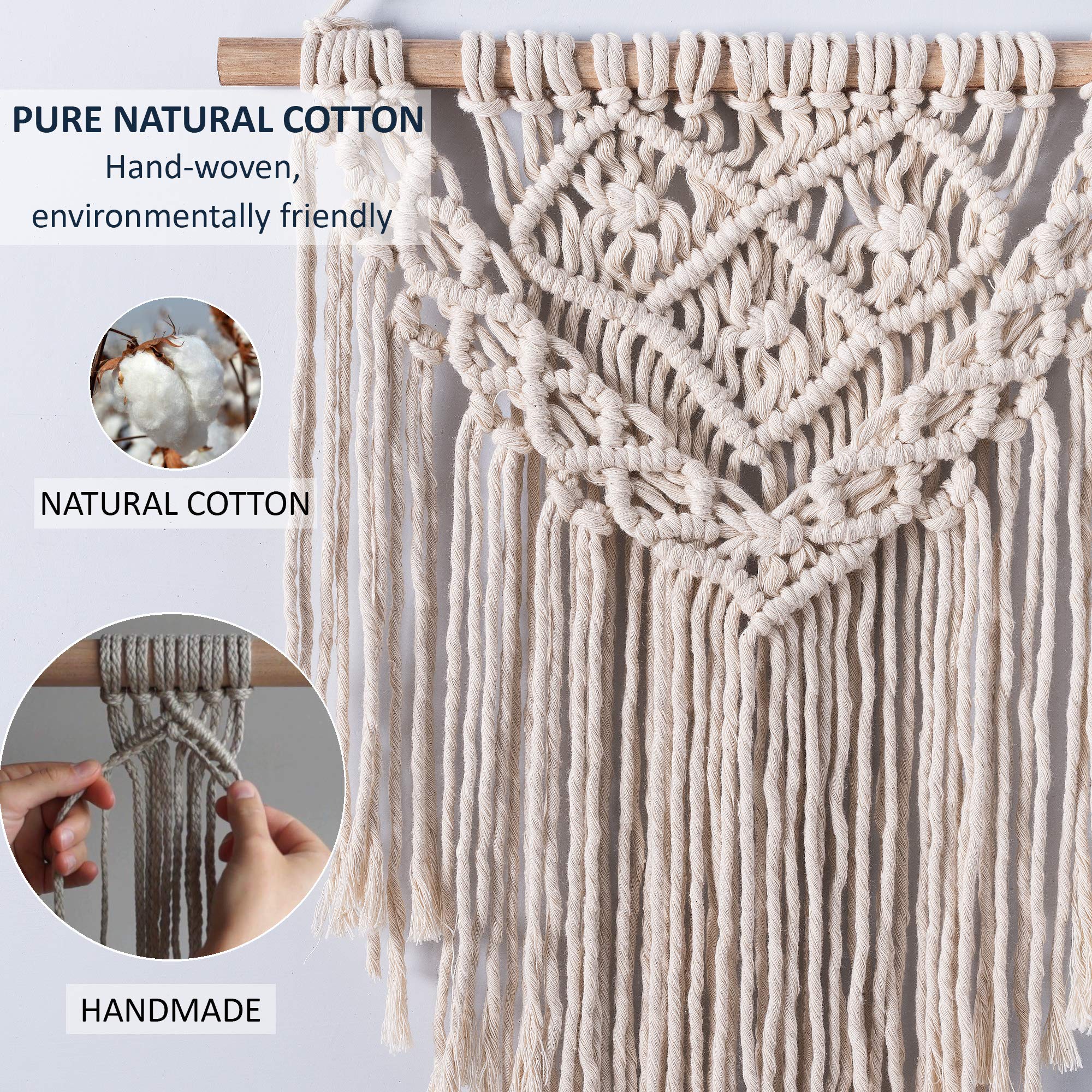 Boho Macrame Wall Hanging - Beige Tapestry Set -3 Boho Macrame Wall Hanging - Beige Tapestry Set -3