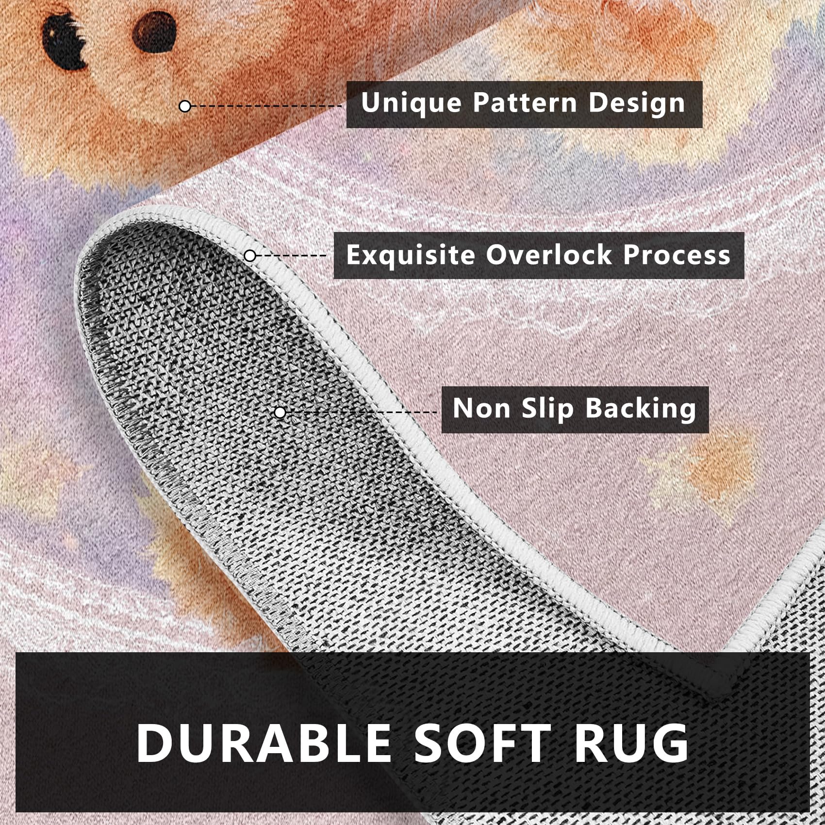 Générique Nounours Tapis Chambre 140x200 - Motif Lune Étoiles Tapis à Poils Courts Doux Antidérapant - Lavable en Machine - pour Salon à Coucher Cuisine Salle à Manger aHYcc4