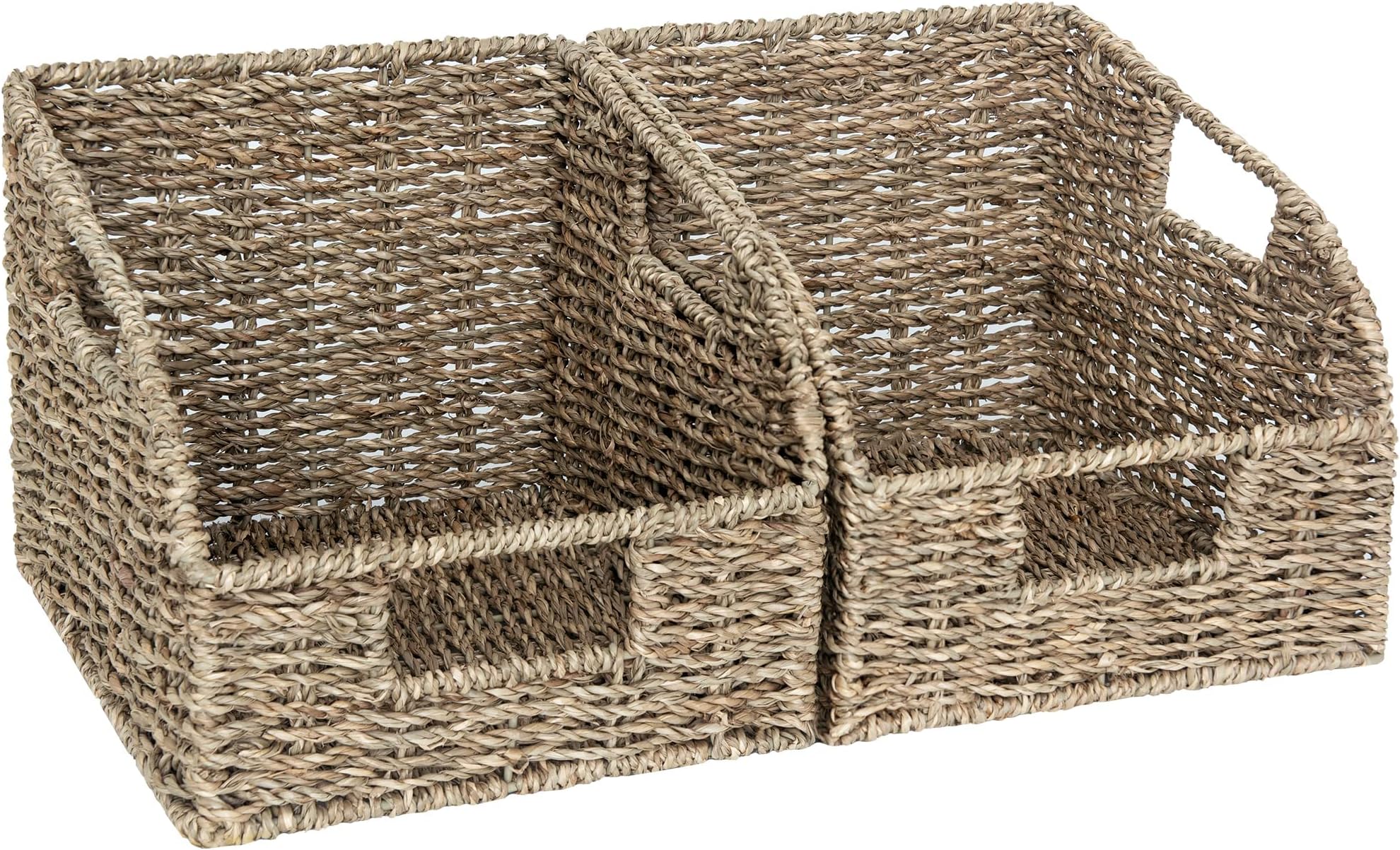 Wicker Baskets for Organizing, Pantry Organizers and Storage, Seagrass Storage Basket for Pantry Shelves, Natural, 2 Pack