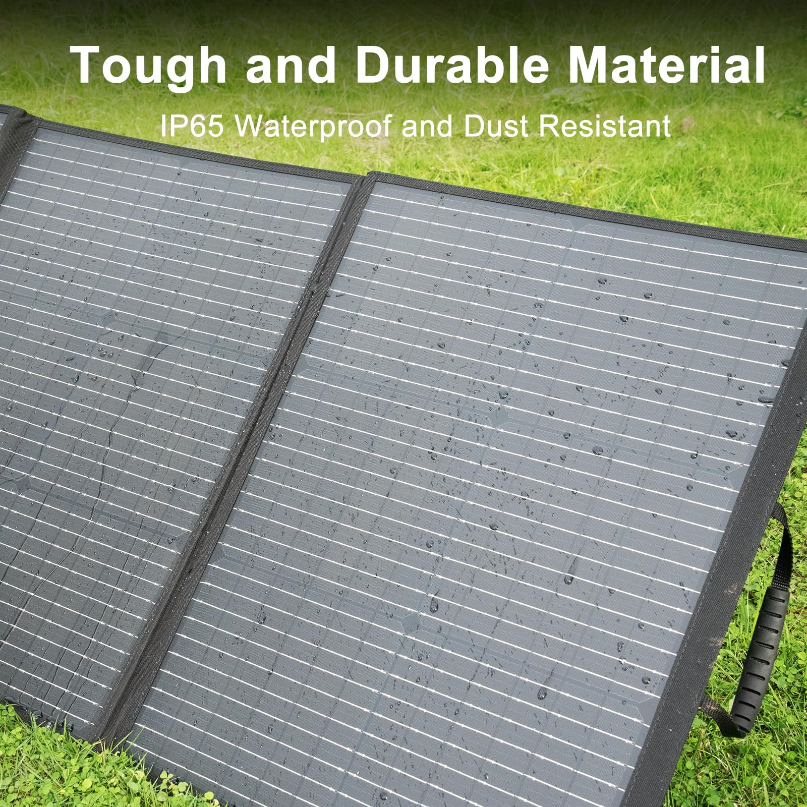 SolarPlay Panel solar portátil de 200 W, plegable IP65 impermeable con soportes ajustables, compatible con estaciones de energía y generadores solares para caravanas, camping, respaldo de energía