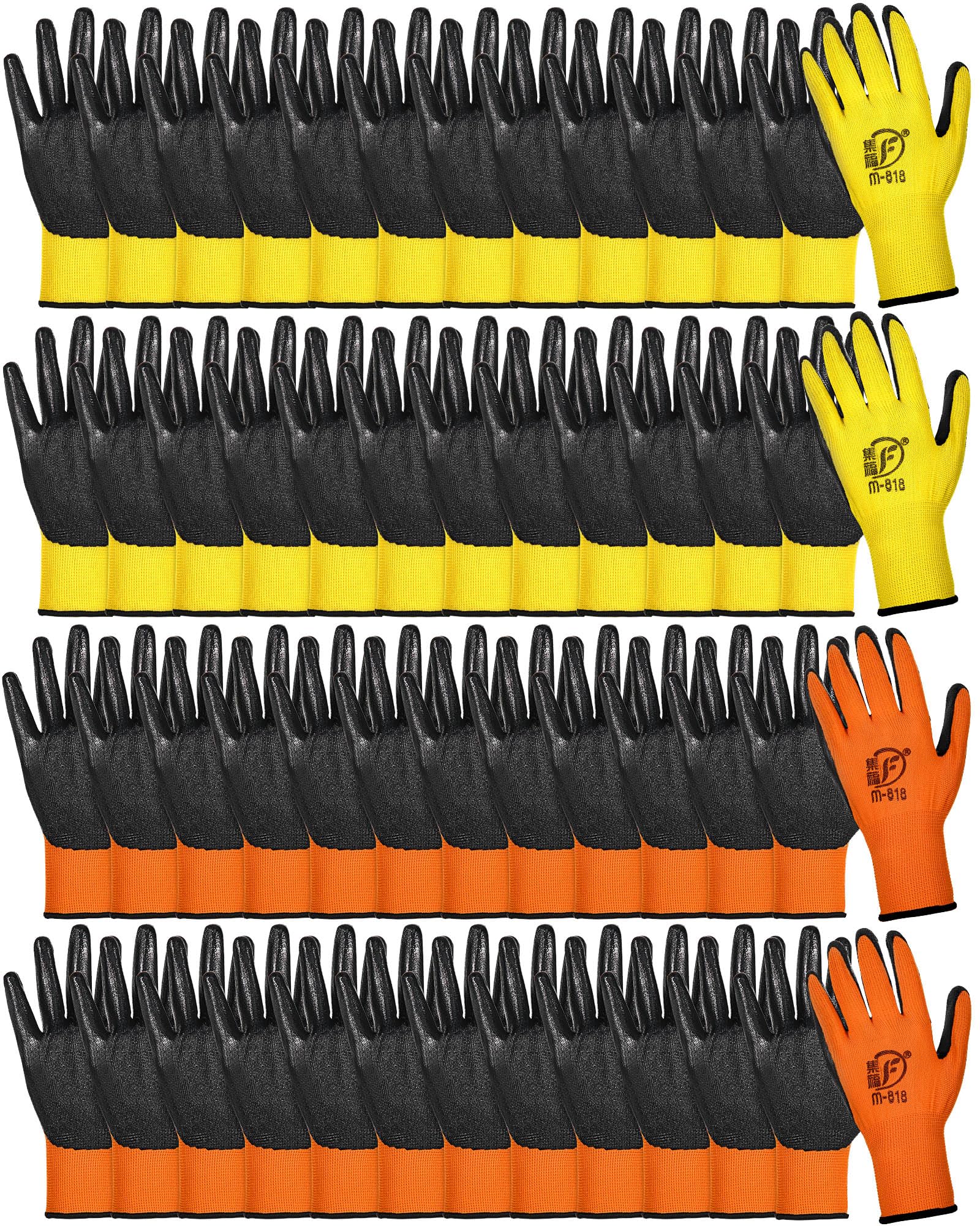 Nuogo 48 Pairs Gardening Gloves for Men Women Rubber Coated Safety Work Gloves Bulk for Gardening Construction Work