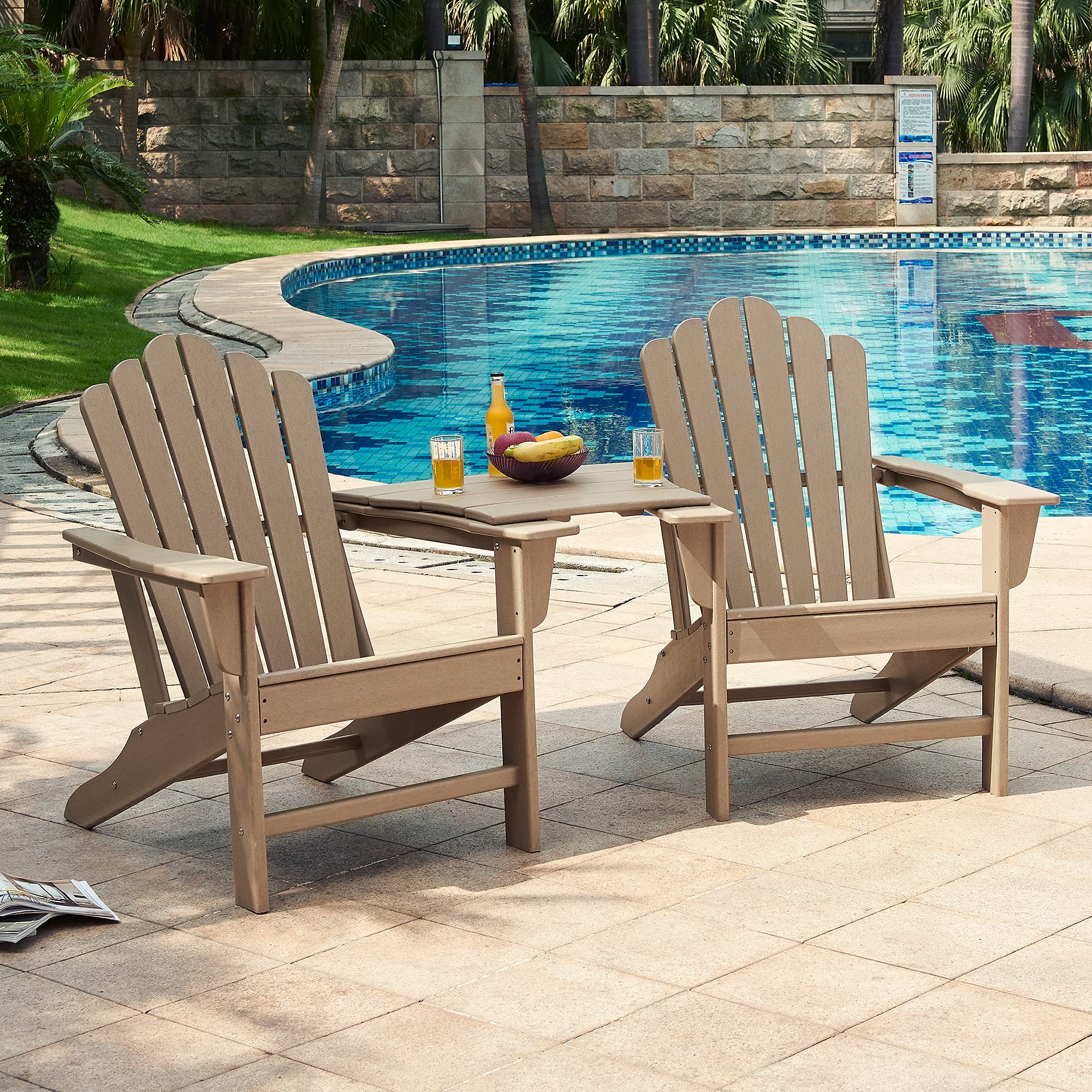 Buy Ehomeline Adirondack Chair Plastic Set of 3, Oversize Poly Outdoor