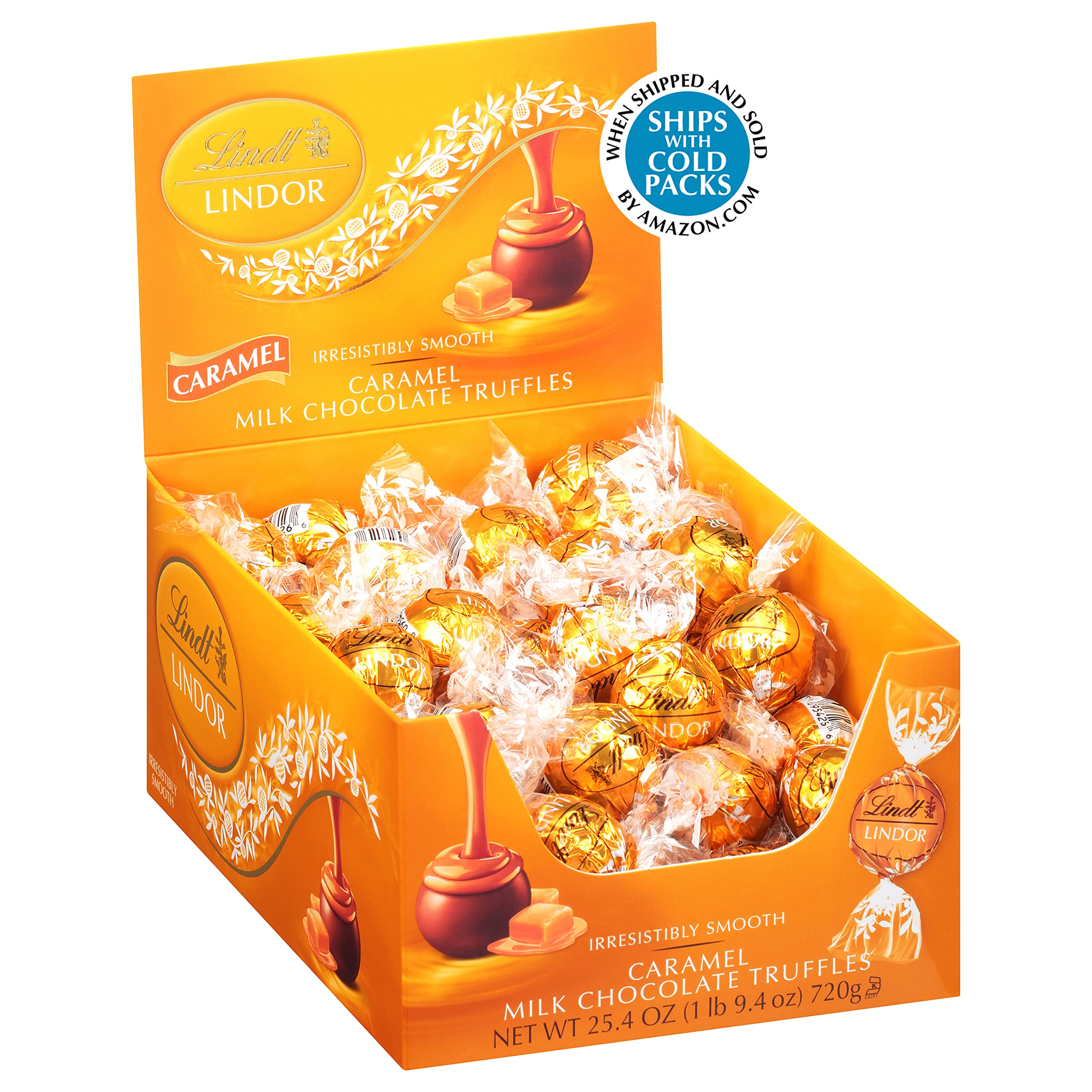 Lindt LINDOR Caramel Milk Chocolate Truffles, Milk Chocolate Candy with