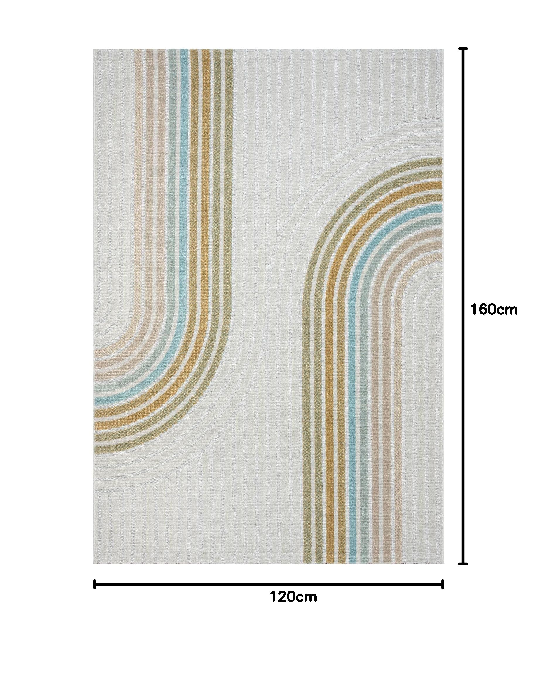 the carpet Porto Outdoor Tappeto, Robusto, Design moderno, Resistente alle intemperie e ai raggi UV, Ideale per balcone, terrazza, giardino d'inverno, cucina e sala da pranzo, Multi-3, 120 x 160 cm