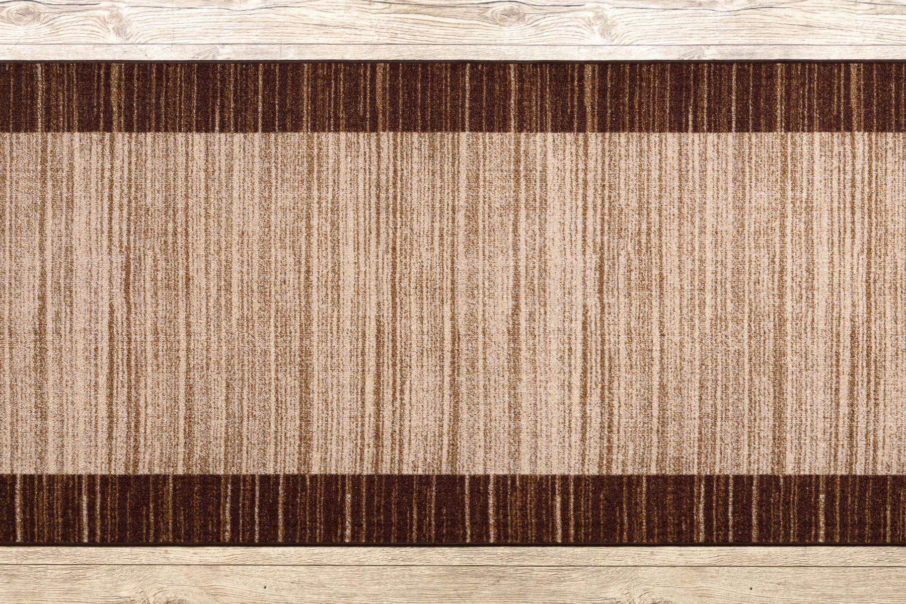 rugsx Antirutsch Teppichläufer Streifen - moderner Kurzflor für Küche, Flur & Wohnzimmer, Meterware, braun 67x170 cm