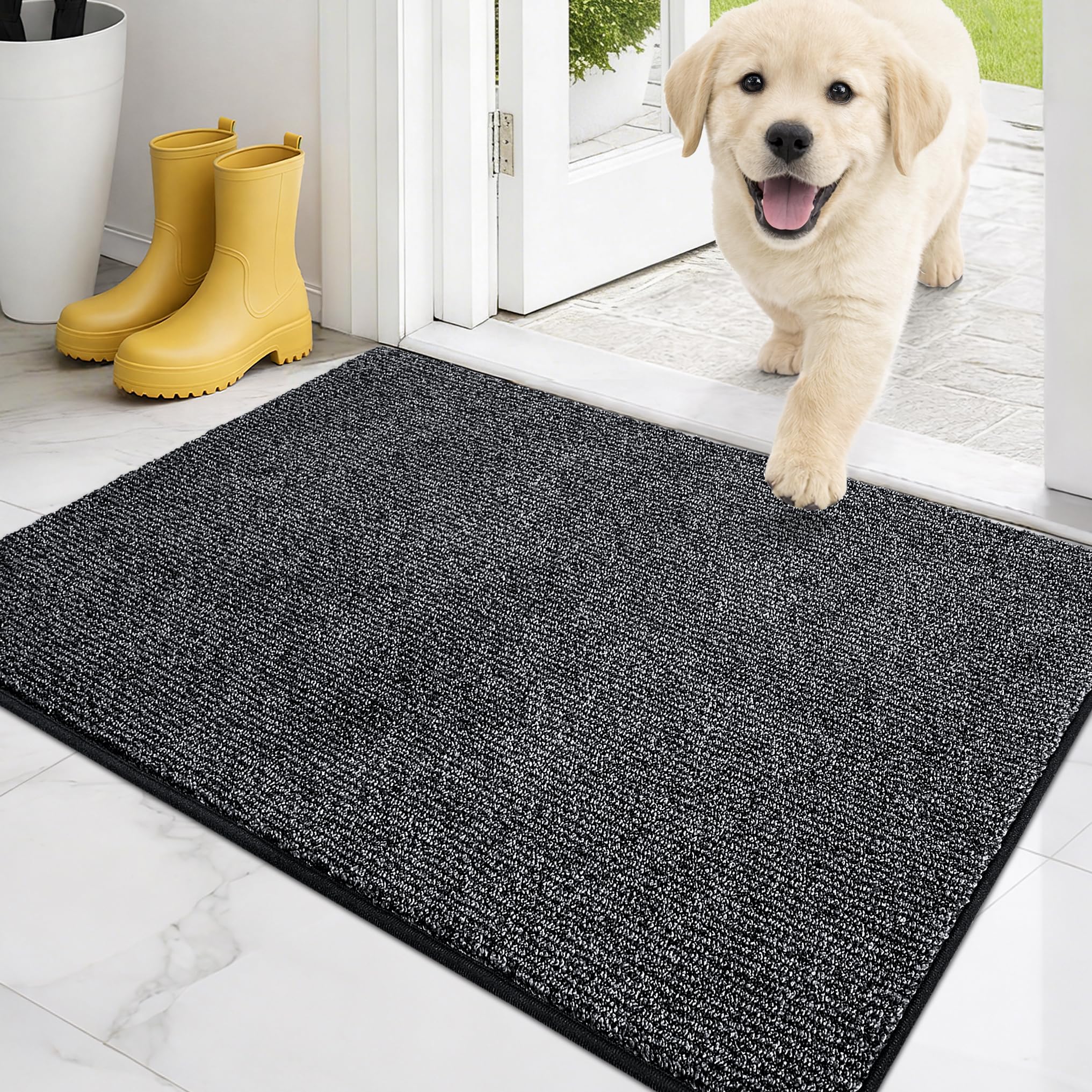 Photo 1 of PURRUGS Indoor Door Mat, 20" x 31.5", Heathered Charcoal