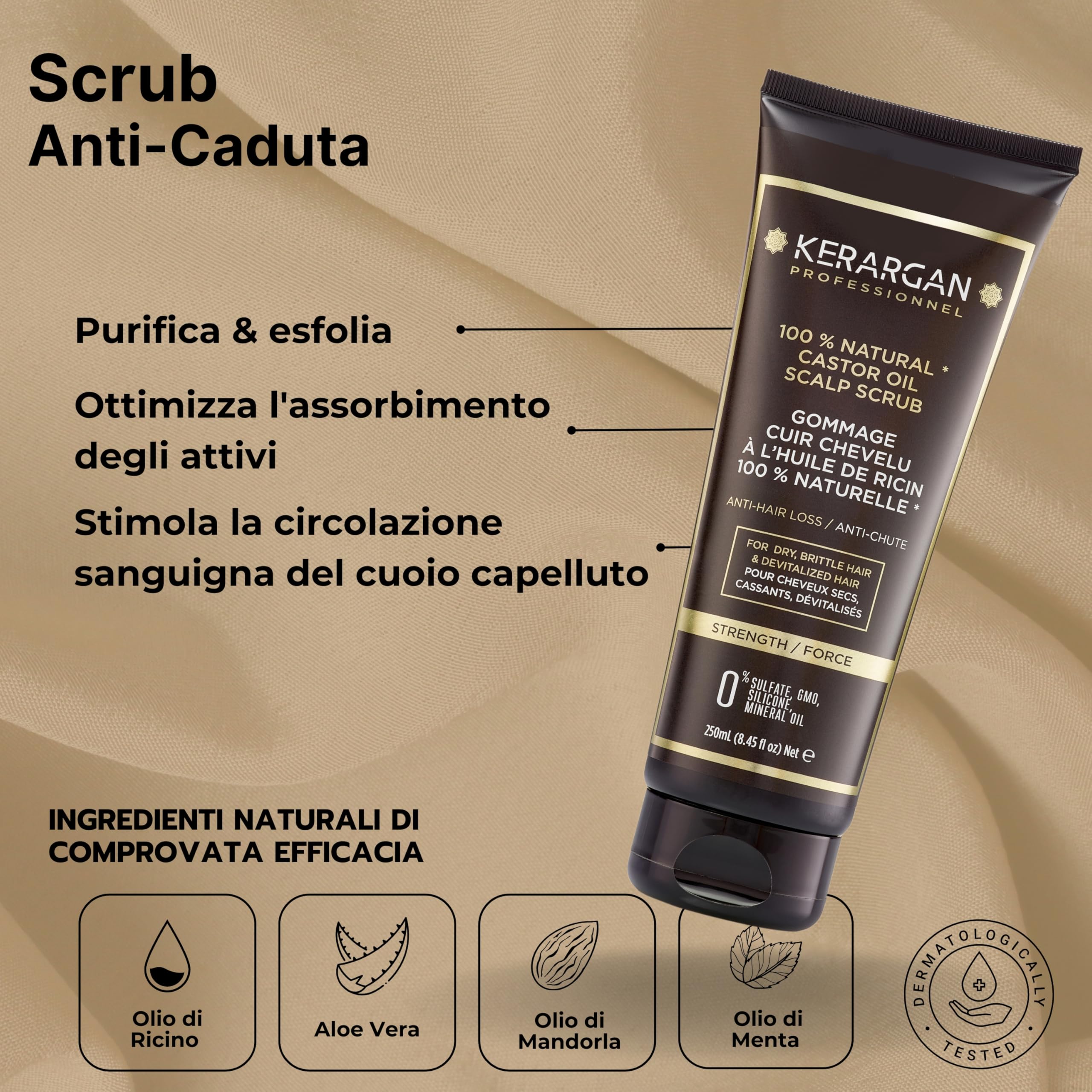 KERARGAN - 6-Staps Complete Ricinusolie Routine - 3x500ml+100ml+350ml+250ml | Zesstaps ricinusolieroutine met shampoo, conditioner, haarmasker, serum, leave-in en hoofdhuid-scrub