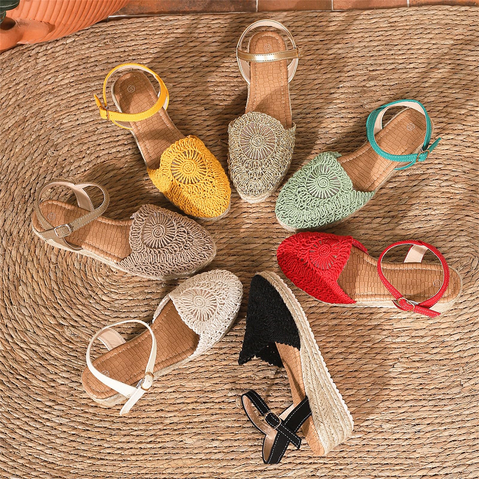 Generico Sandales CompenséEs Femme Confortables LéGèRes AntidéRapantes Semelle Souple Respirantes Chaussures Femme éTé Mode Mules OrthopéDiques Coupe Large Ville Plage