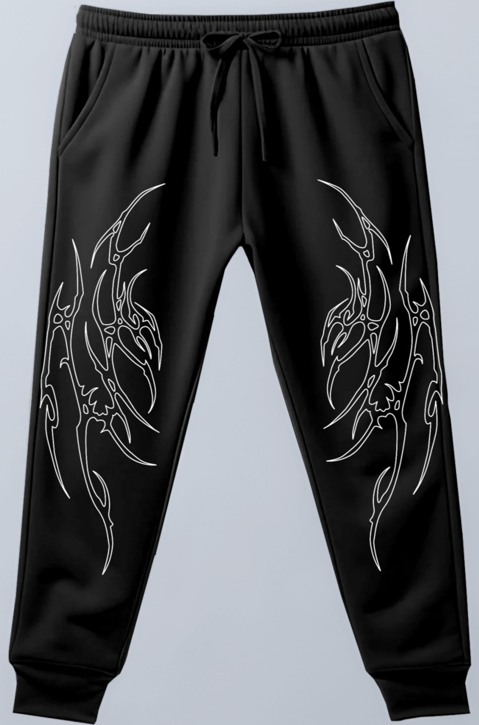Printed Chrome Joggers - Black, 300 GSM, Premium Cotton Superior Print Quality