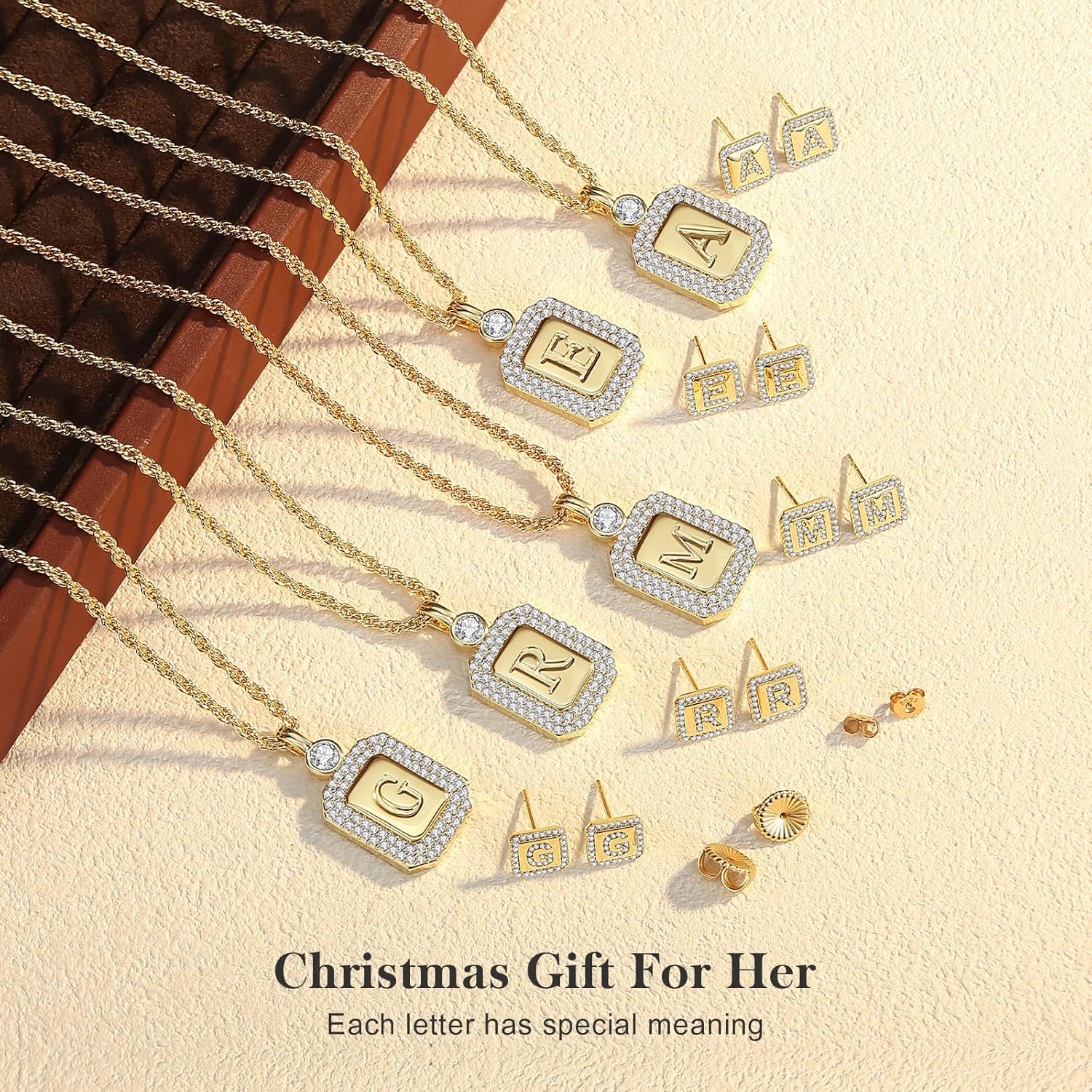 Gold Earrings for Women 24K Gold Filled Initial Earrings for Women S925 Earrings Gifts for Her - Image 4