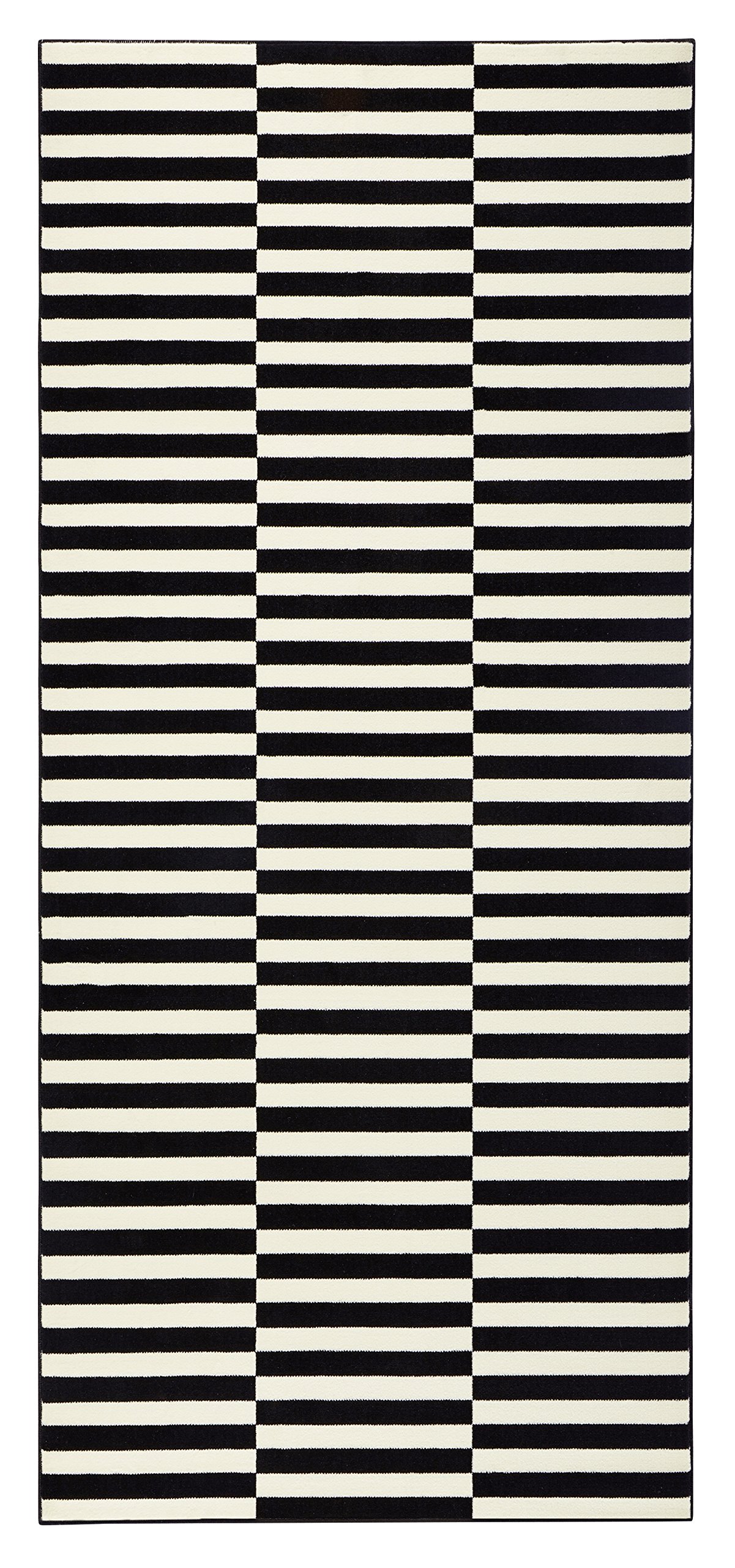 Rackhams Black/Cream Velours Panel Design & - 80X300 Cm