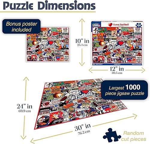 Miniatura 2 de White Mountain Rompecabezas de 1000 piezas, rompecabezas de collage deportivo, piezas grandes, regalo para adultos y familia, de 24 x 30 pulgadas, I