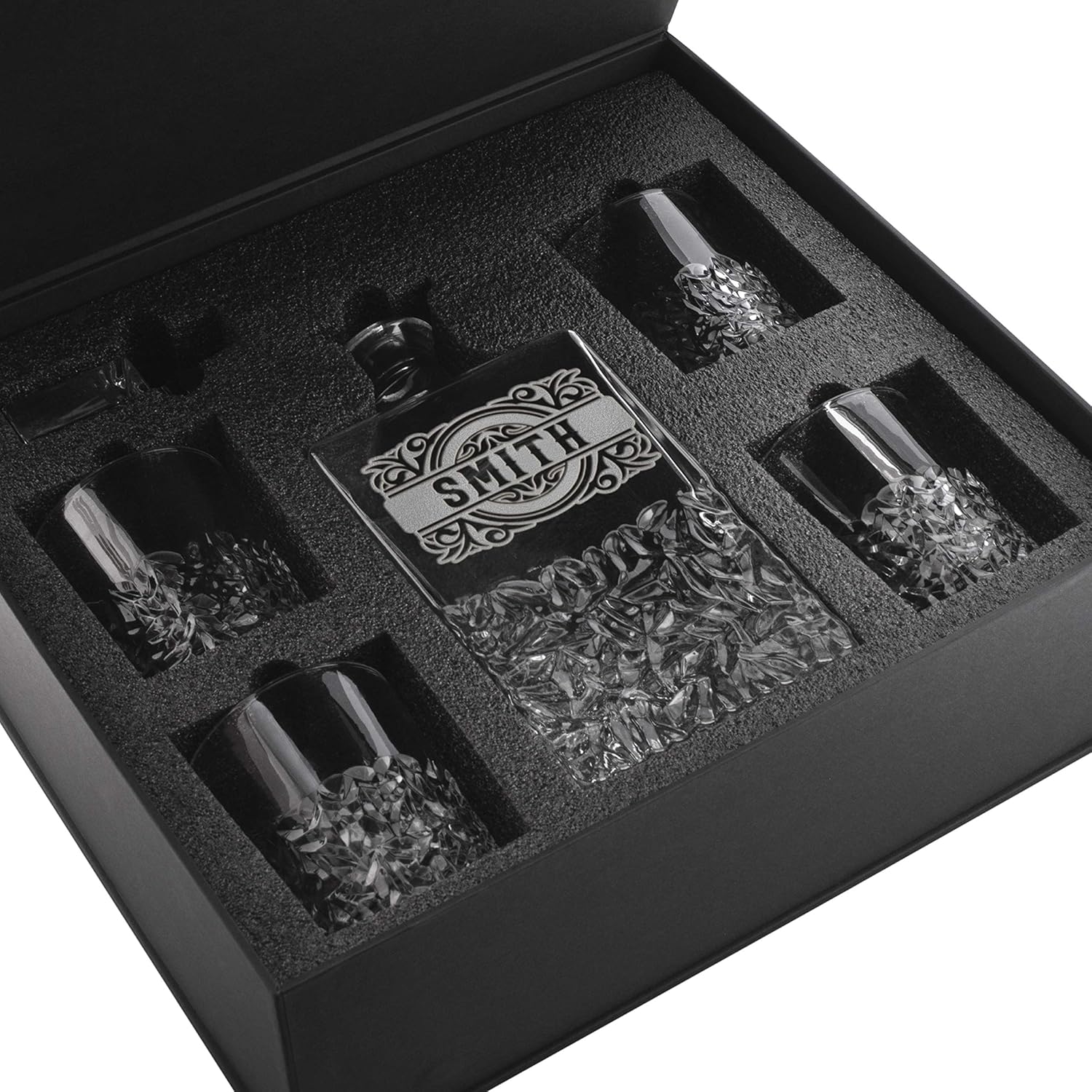 Personalized Whiskey Decanter Set – Custom 5-Pc Liquor Gift Set with 4 Glasses & Engraved Decanter – 800ml – Men’s Gift, Housewarming, Retirement, #4 - Image 6