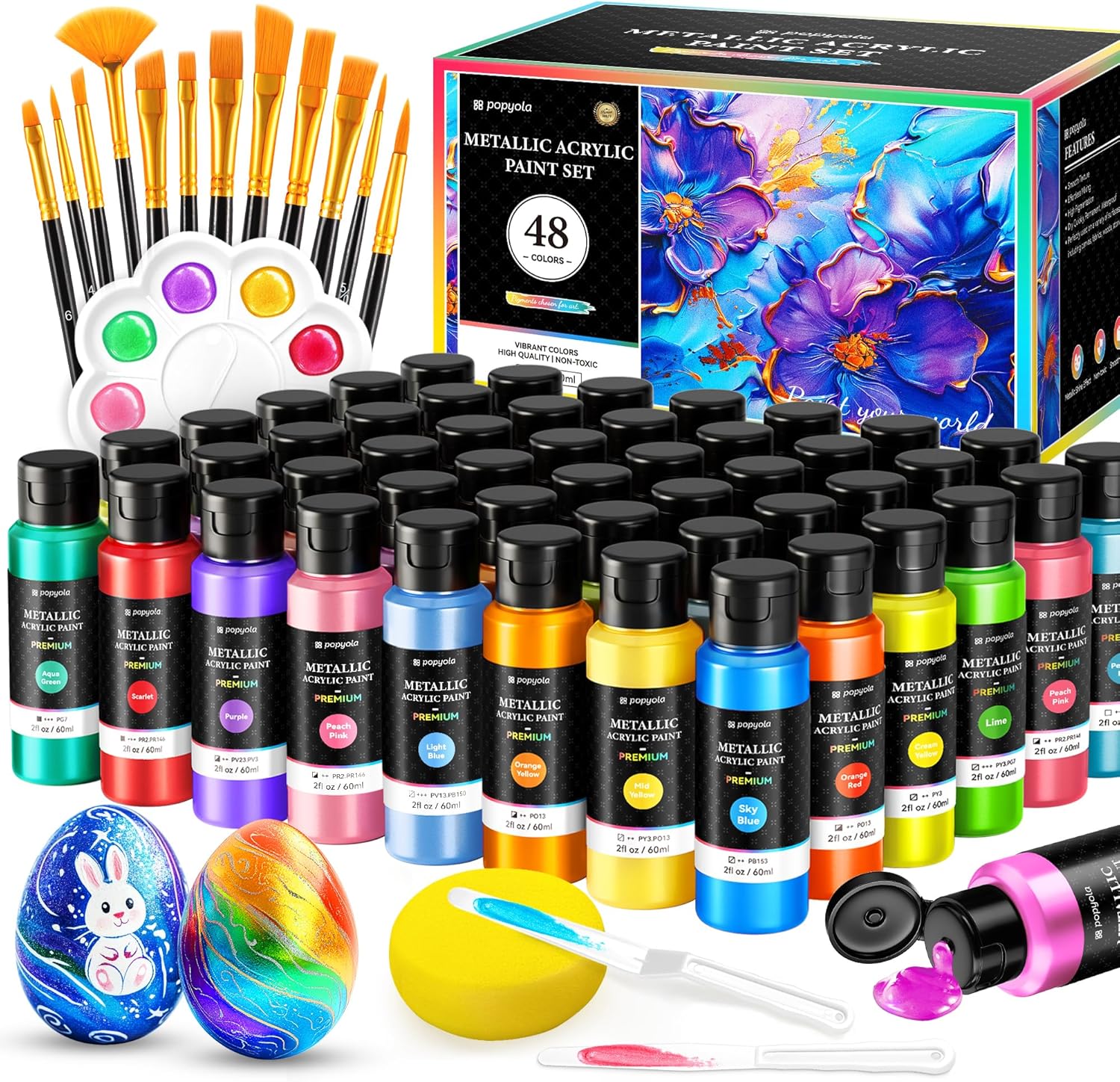 Pigipigi Kids Acrylic Paint Set - Complete Art Kit With Canvas & Easel