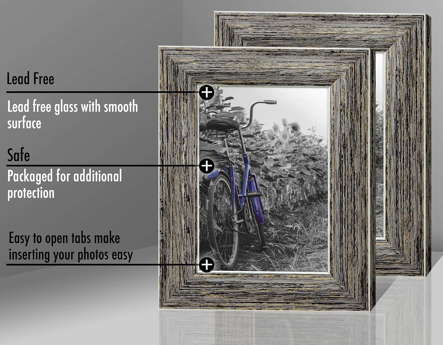 Americanflat 5x7 Picture Frame with Polished, Crystal Clear Glass - Set of 2 - Hampton Collection - Distressed Wood Picture Frames for Tabletop and Wall Display - Rustic Tan
