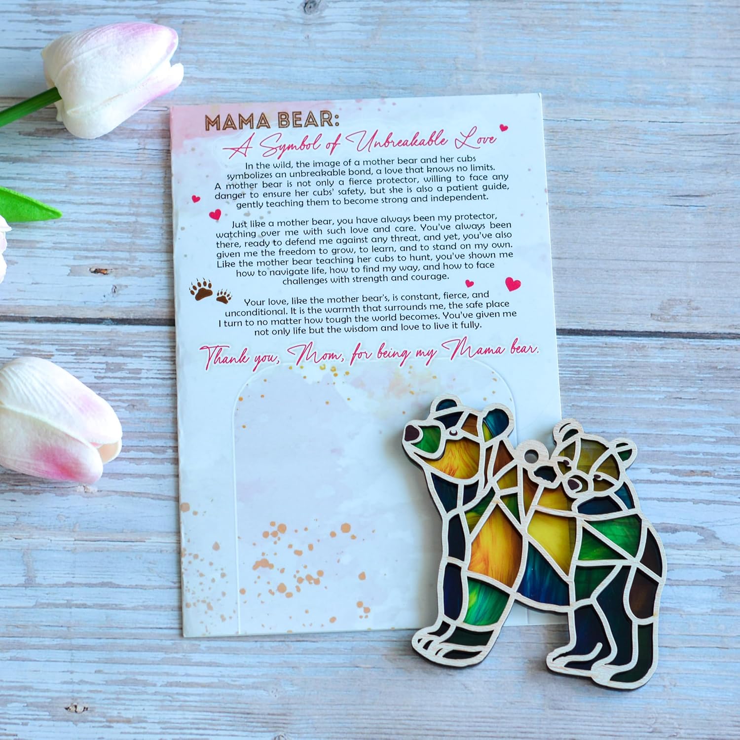 Birthday Gift for Mom, Mom Birthday Gifts from Daughter Son with Seal and Envelope, Mama Bear Ornament with Story Card, Bear Hanging Ornament - Image 6