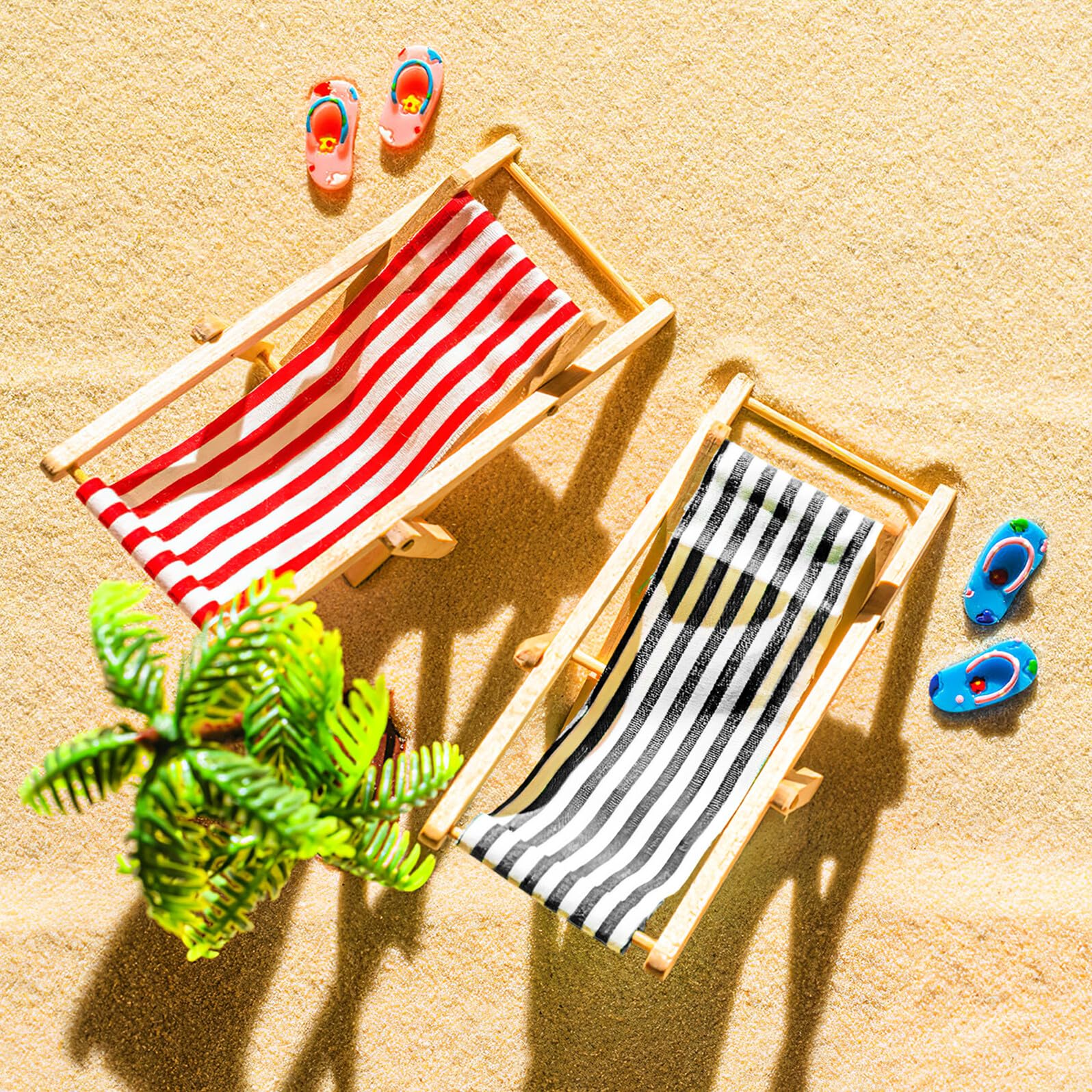 Ensemble Miniature Tropical Pour Plage – Parasols, Palmiers, Boissons Et Table Ronde – Déco Jardin Féerique, Maison De Poupée Ou Diorama