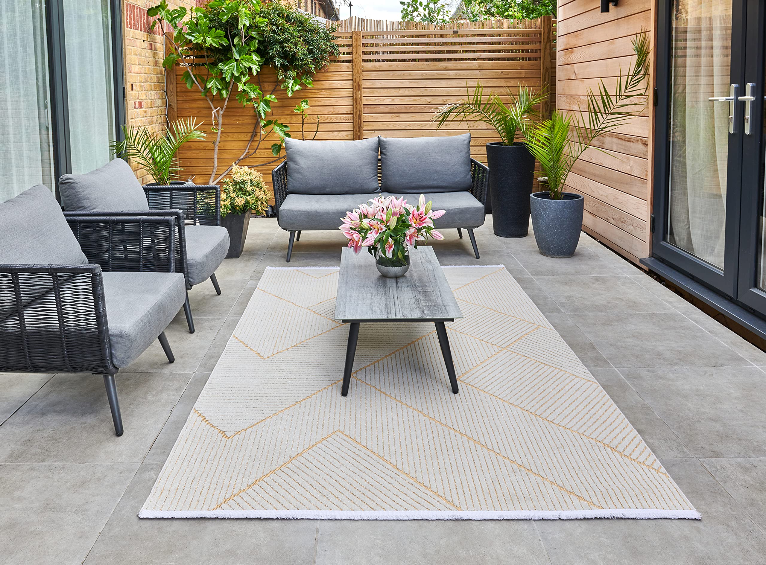 Concept Looms JAZZ | Indoor/Outdoor Area Rugs for Conservatory, Living Room, Kitchen, Hallway Floor, Bedroom, Geometric Pattern, Short Pile, Non Shedding, Soft (220cm X 160cm) - JAZ15