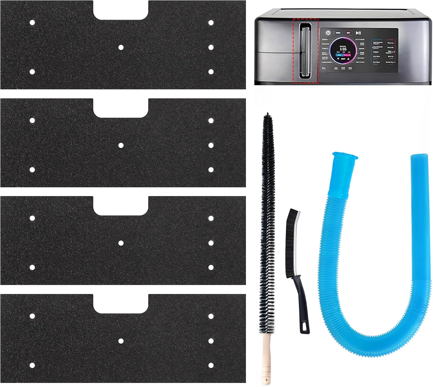 7 Pcs Dryer Vent Cleaner Kit for GE Washer Dryer Combo,Thickened WH01X35719 Lint Filter replacement with dryer vent brush, Dryer Vent Vacuum Hose Attachment,Models: PFQ97HSPVDS