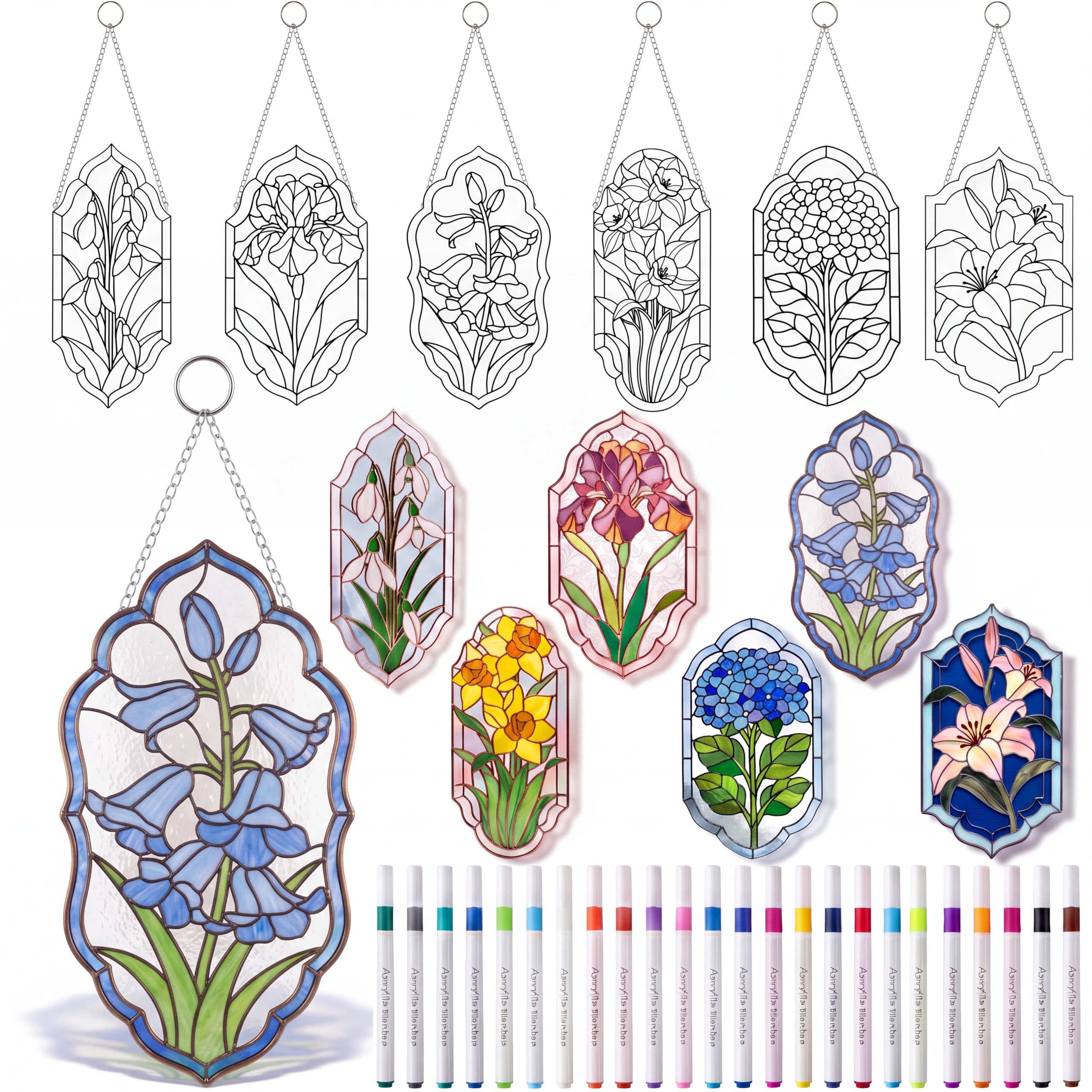 DIY Suncatcher Crafts Kit - Paint Floral Window Art -14