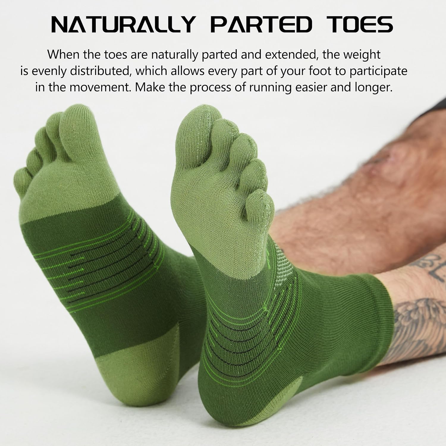 Sunew 3 Pairs Toe Socks for Men Women,Viscose Bamboo Breathable Athletic Running Five Finger Ankle/Quarter Socks - Image 6