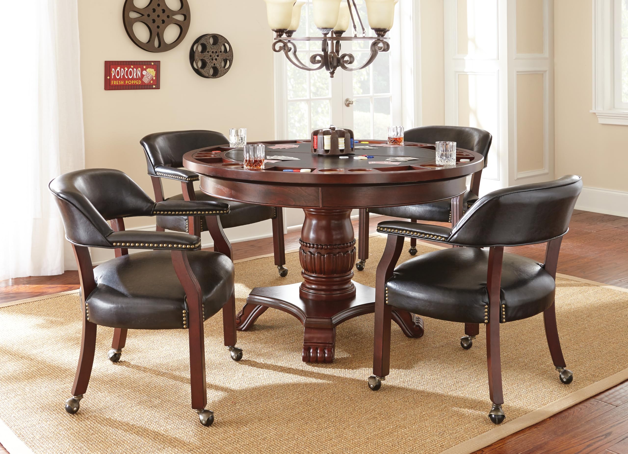 5 Pcs Dining and Game Table Set Dark Brown VM736