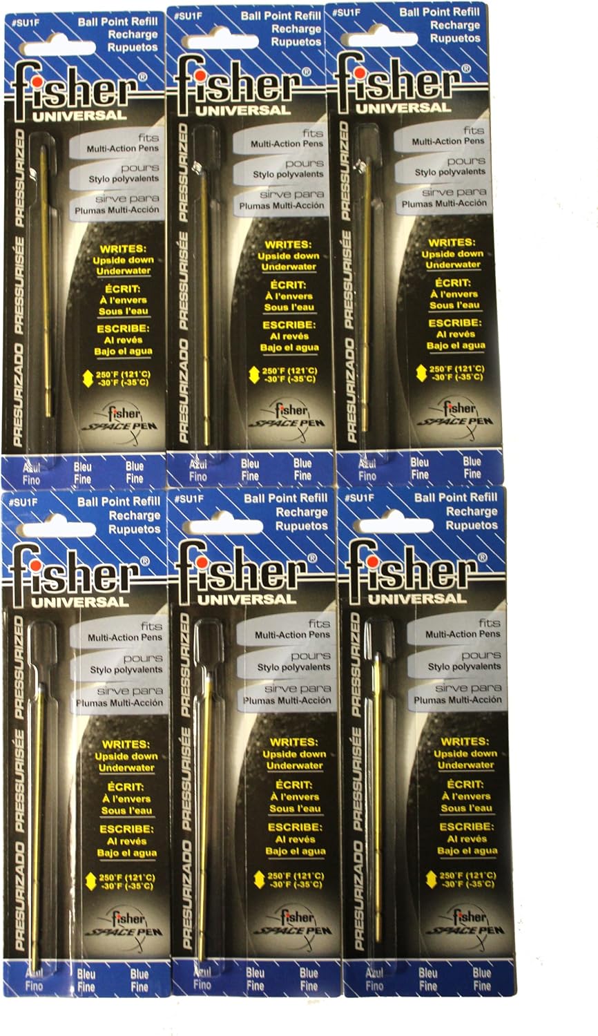 6 PACK Lot of Blue Fine Point Fisher Space Pen UNIVERSAL Refills