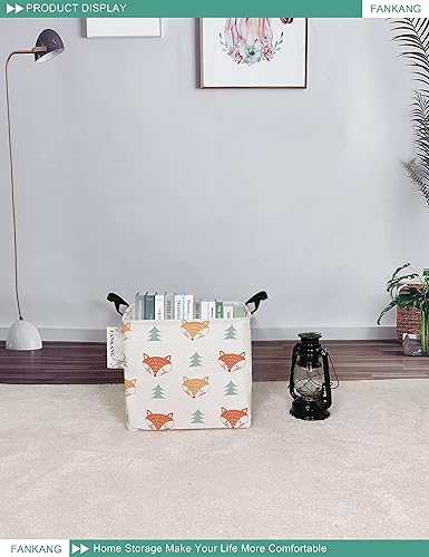 Miniatura 4 de FANKANG Cesta cuadrada para cuarto de bebé, cesta de lona plegable con revestimiento de polietileno impermeable, cestas de almacenamiento de regalo