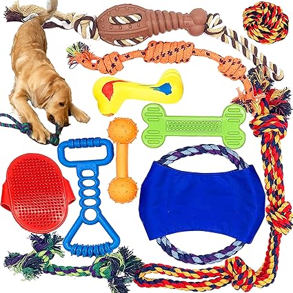 Jalousie Dog Chew Toys Dog Natural Rubber Toys Dog Rope Toys for Puppy Dog Mutt Dog Gift Toy Assortment for Small Medium Dogs