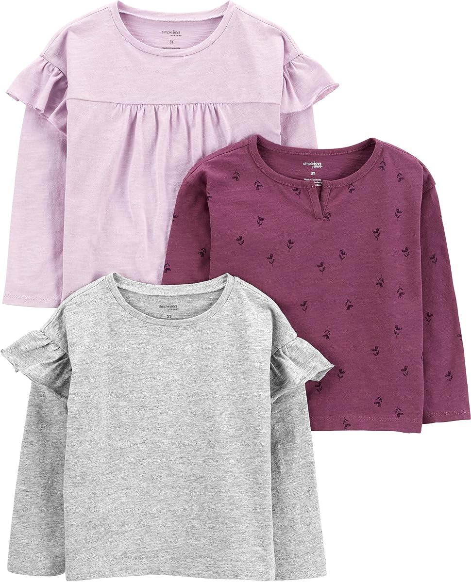 Camisas de manga larga para bebé niña, pack de 3