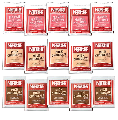 Nestle - Paquete variado de paquetes de chocolate caliente, chocolate con leche, chocolate rico y mini malvaviscos, porciones individuales (paquete
