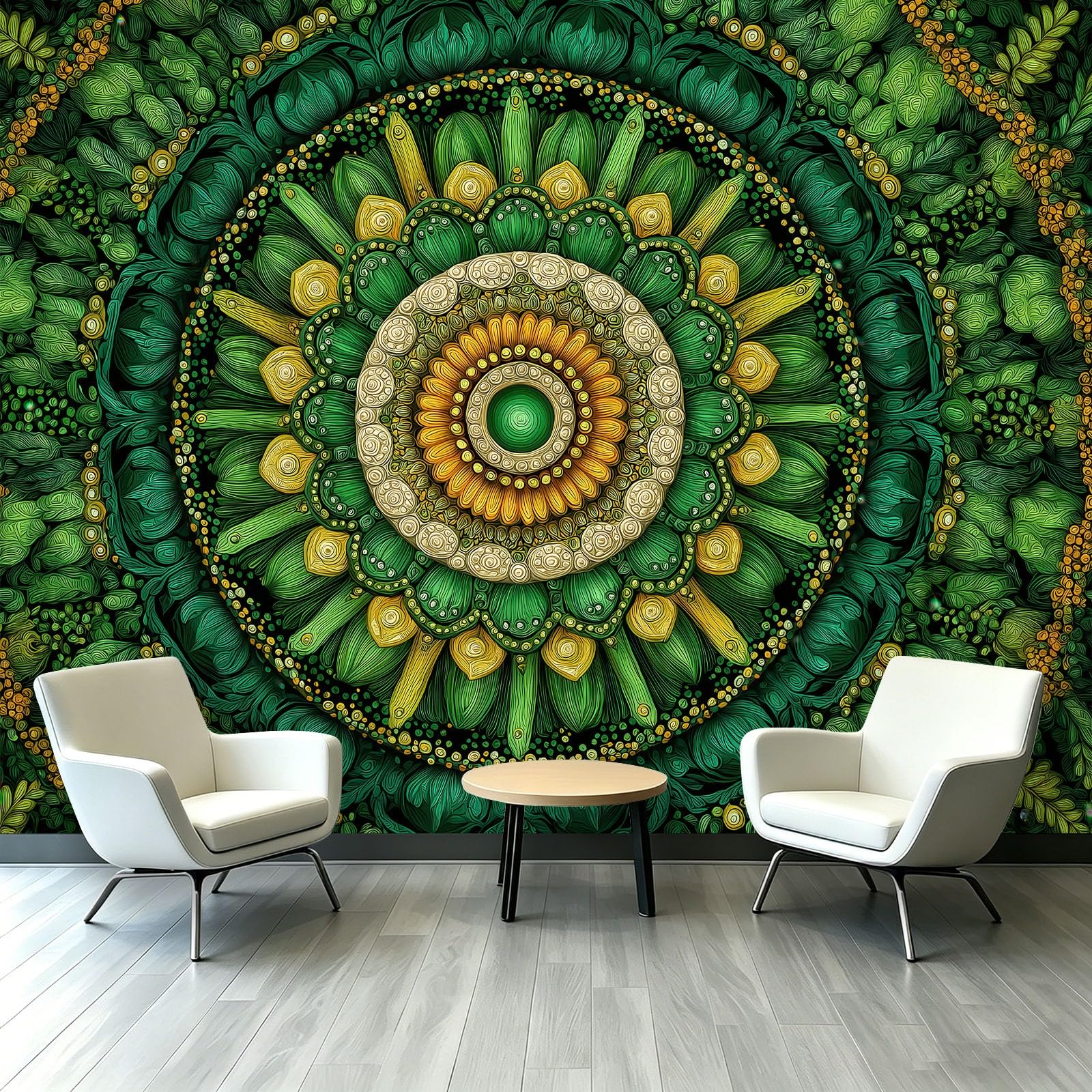 Carta da parati fotografica arte nordica fantasia astratta 250 x 175 cm verde murale murale in tessuto non tessuto carta da parati per meditazione spazio yoga studio minimalista moderno soggiorno