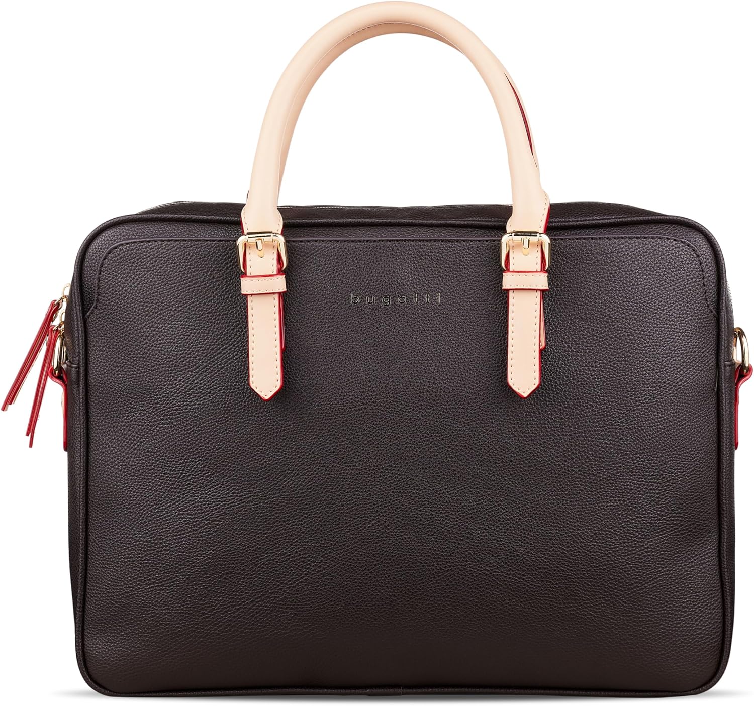 bugatti Ella Business Bag 15 Inches Faux Leather Briefcase with Laptop Compartment, brown, S, Contemporary