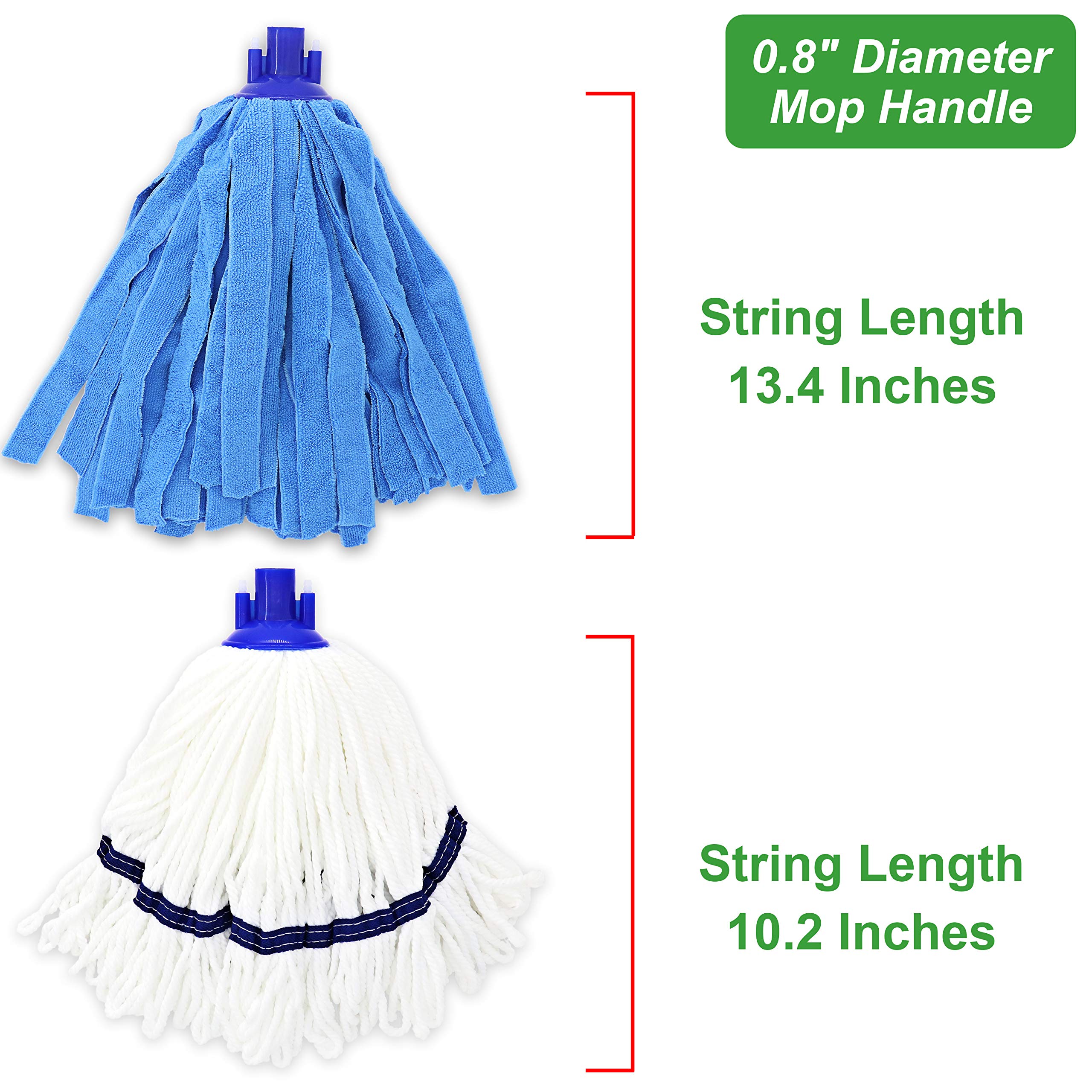 Mopa de microfibra de repuesto compatible con repuesto de microfibra de cedro para mopa de 0,8 cm de diámetro, 3 paquetes, Cabezales de fregona, 2 unidades, color azul + 1 blanco)