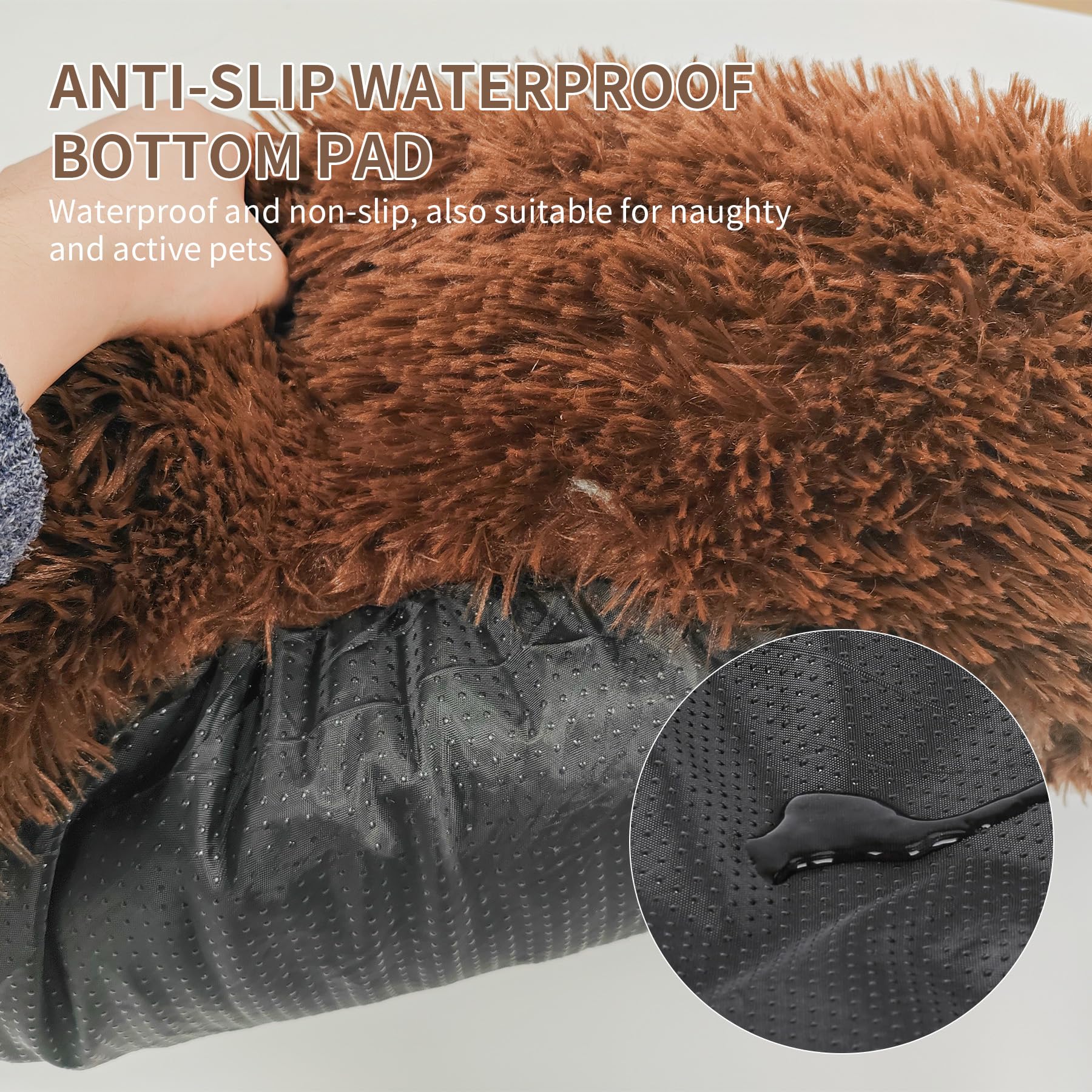 Cama calmante de lujo para perros y gatos pequeños y medianos, cama redonda de piel sintética acogedora, cálida, suave, esponjosa, de piel sintética, tamaños de 24 pulgadas, cama para cachorros