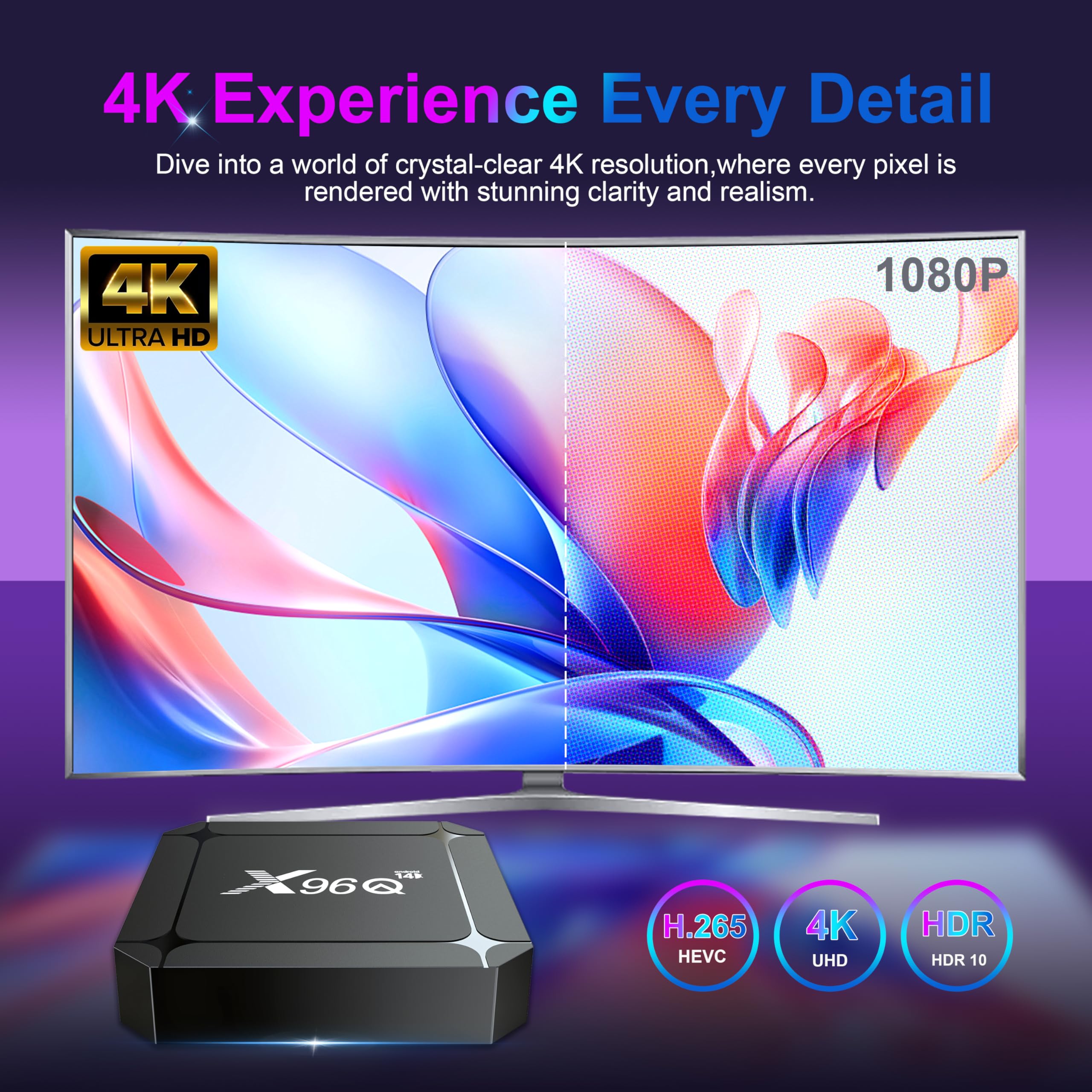 Android 14.0 TV Box, Box TV 2GB RAM 16GB ROM RK3518 Quad-Core Cortex-A53, Support 2.4/5.0GHz 4K 100M Ethernet HD USB 3.0/2.0 TV Box
