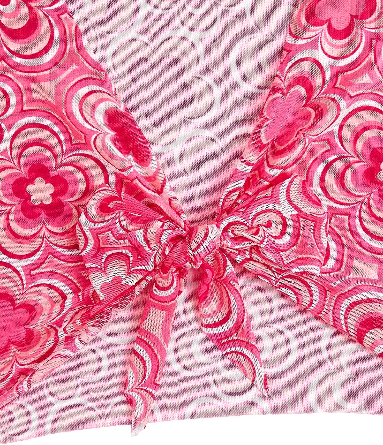 Verdusa Women's Bell Sleeve Crop Top Tie Front Long Sleeve Blouse Sheer Mesh Top - Image 4