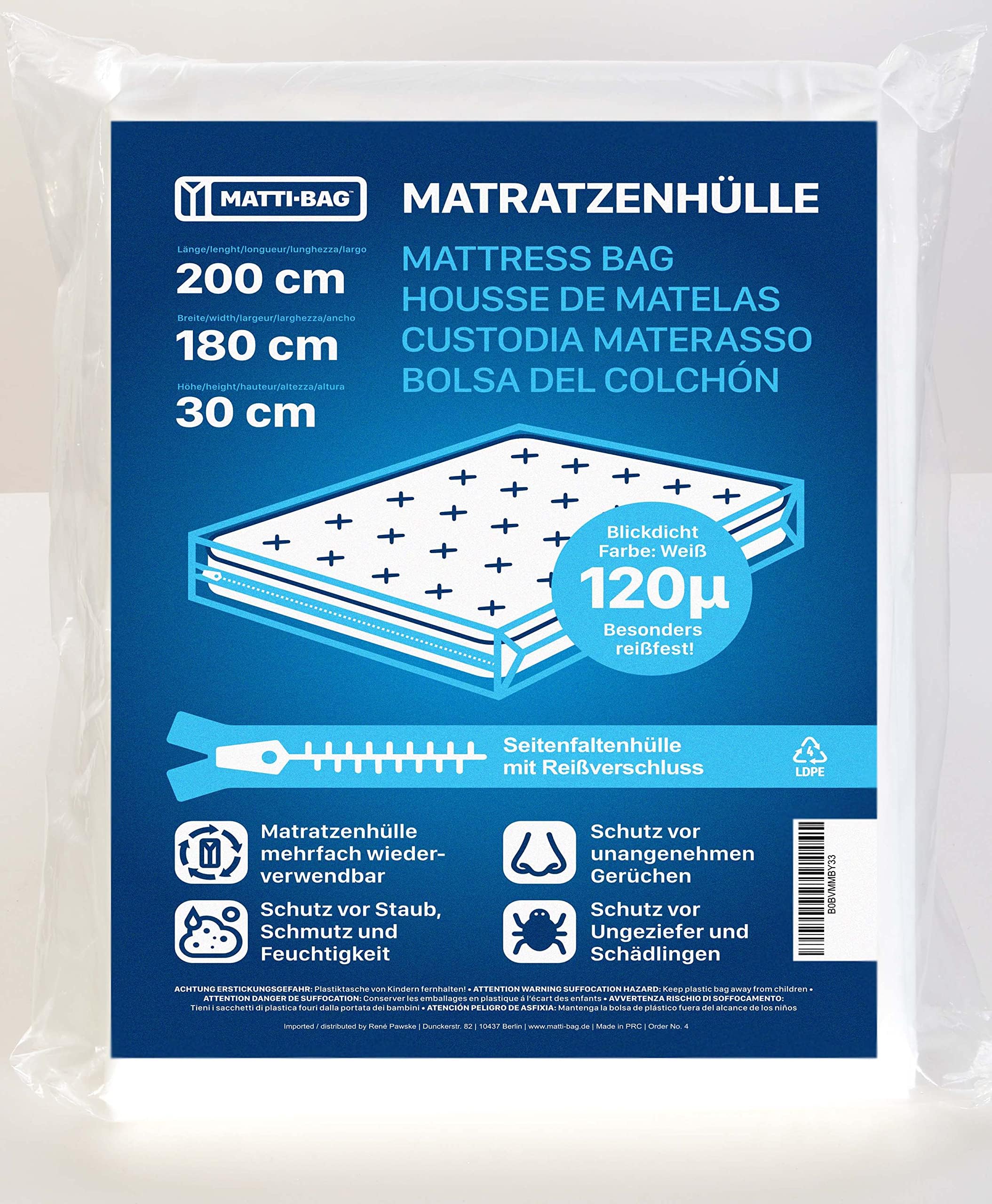 Cool Housse de matelas en mousse à mémoire de forme avec fermeture Éclair Taille double 140 x